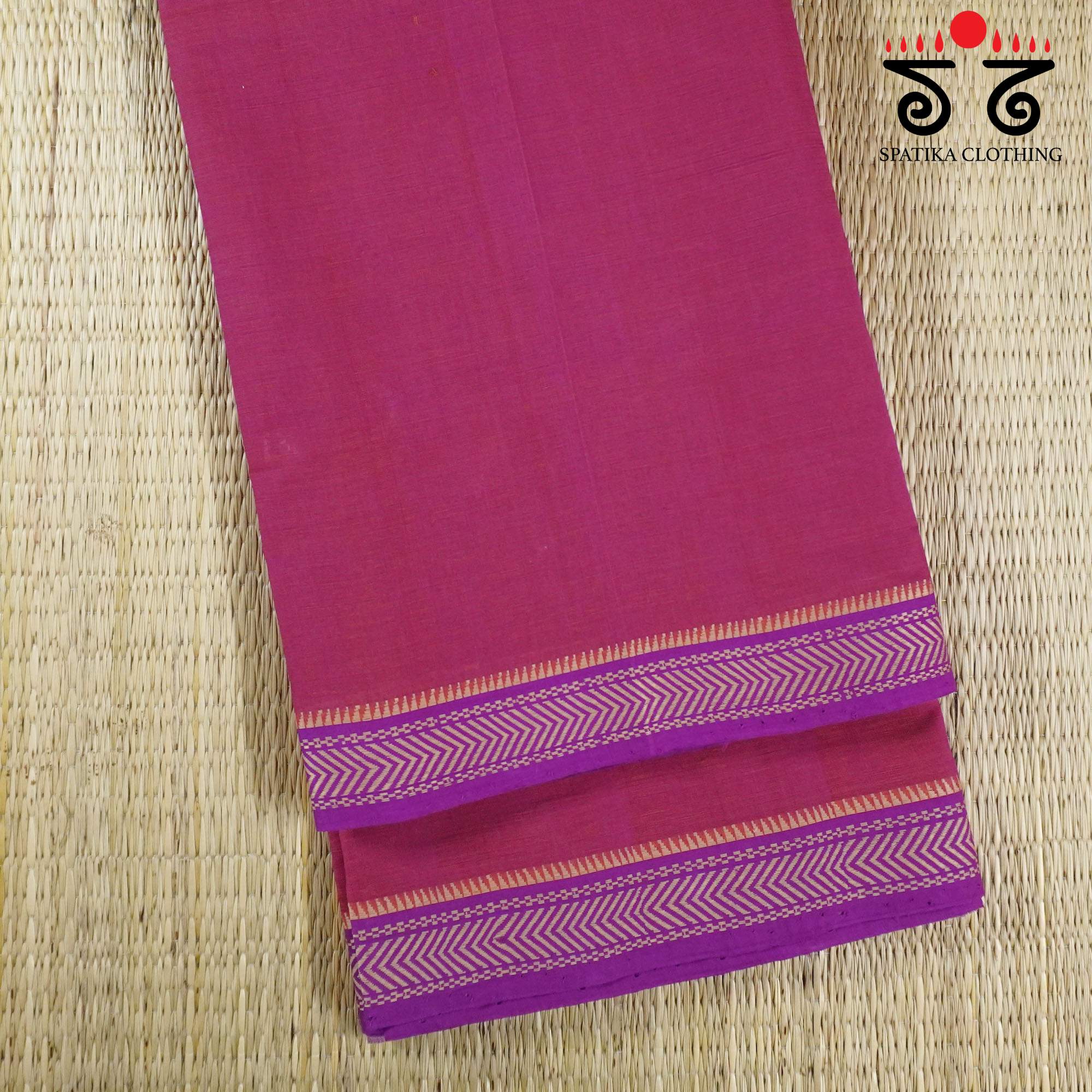 Magenta Andhra Handwoven Cotton Saree