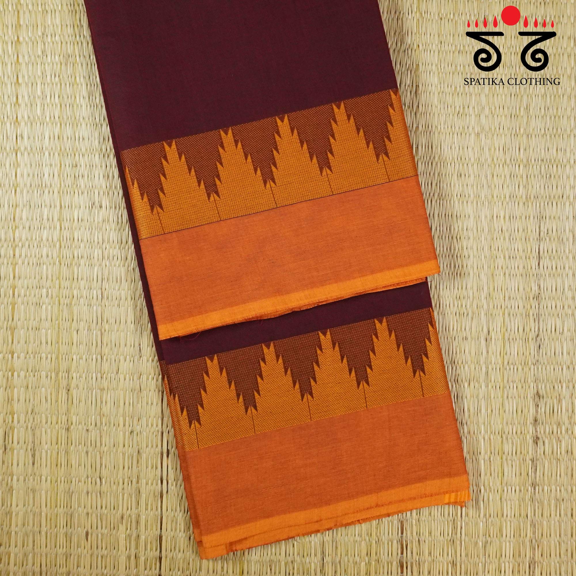 Maroon Chettinad Cotton Saree