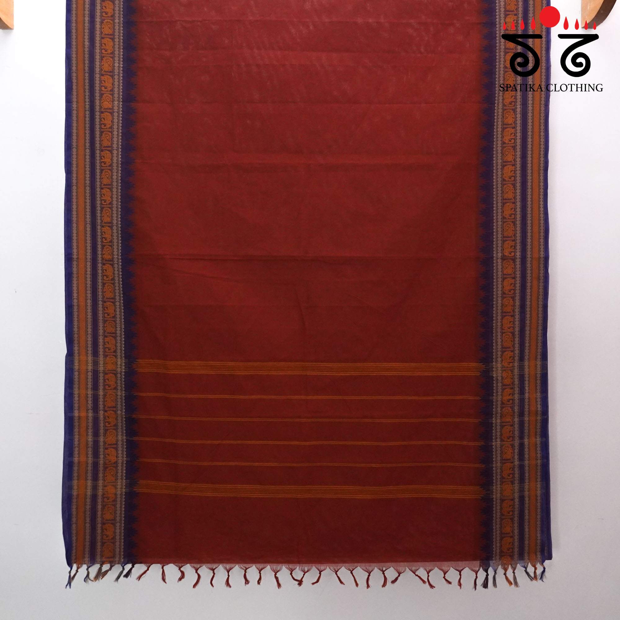 Rust Orange Chettinad Cotton Saree