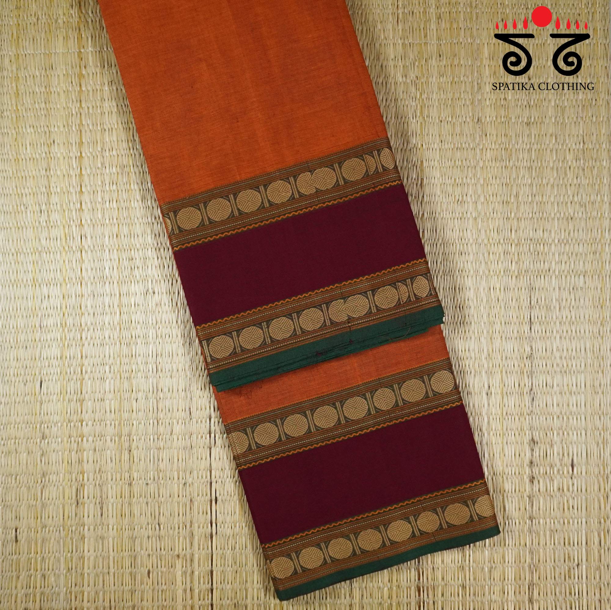 Orange Chettinad Cotton Saree