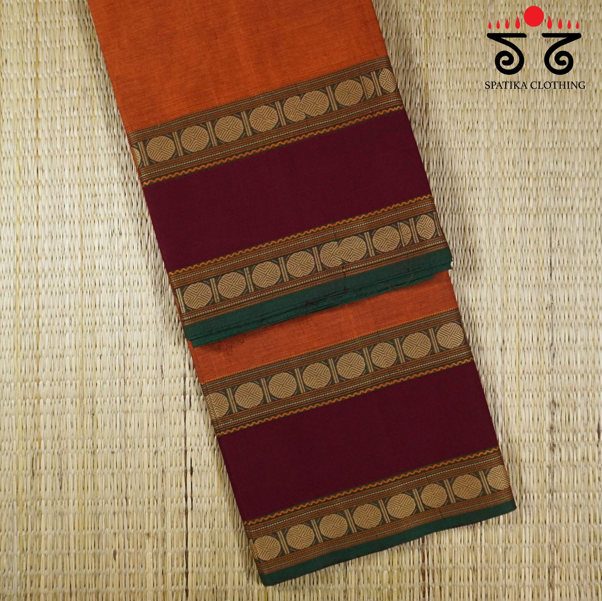 Orange Chettinad Cotton Saree