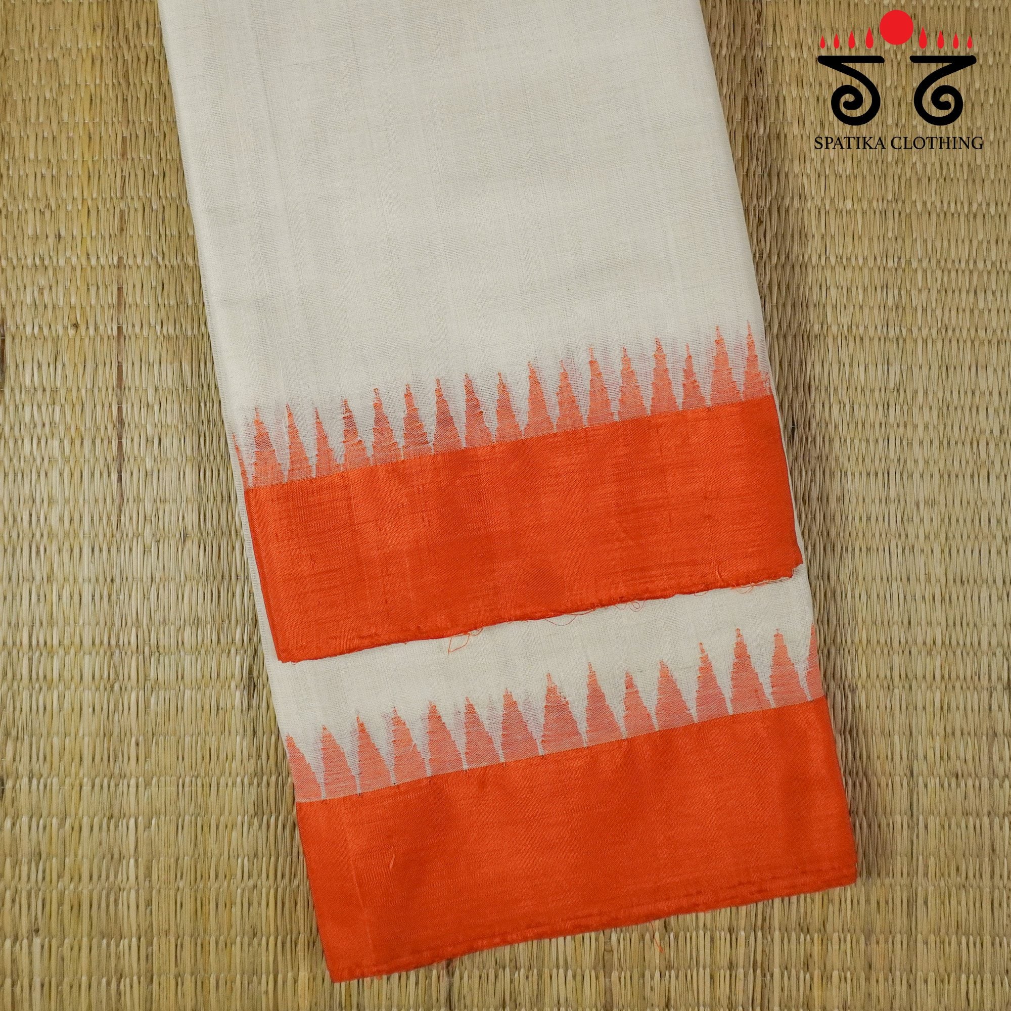 Off white Ponduru Handspun Saree - With Silk border