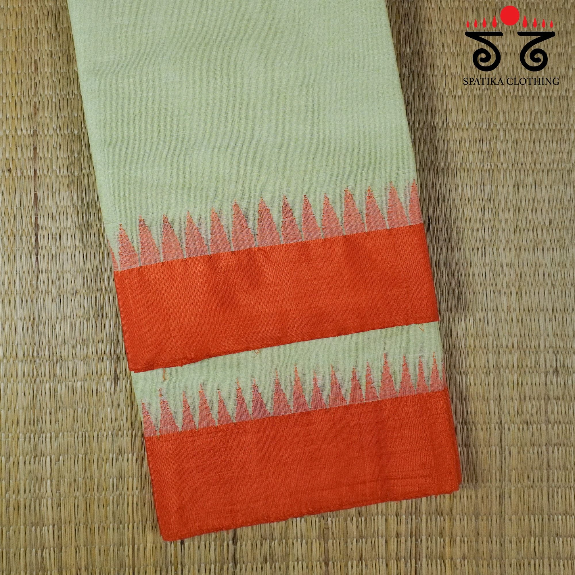 Pista Green Ponduru Handspun Saree - With Silk border