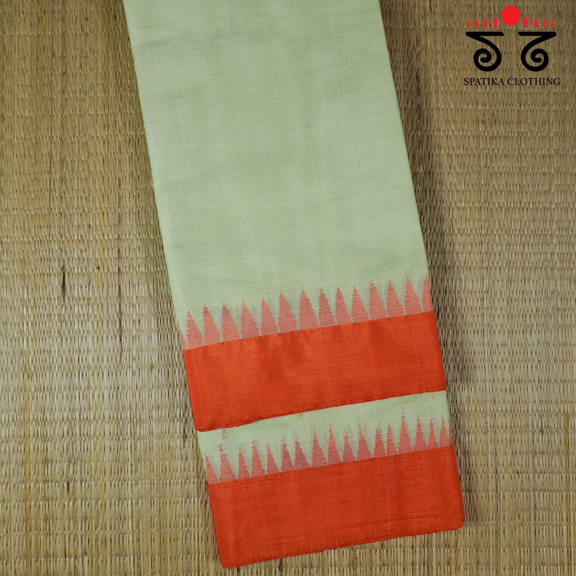 Pista Green Ponduru Handspun Saree - With Silk border