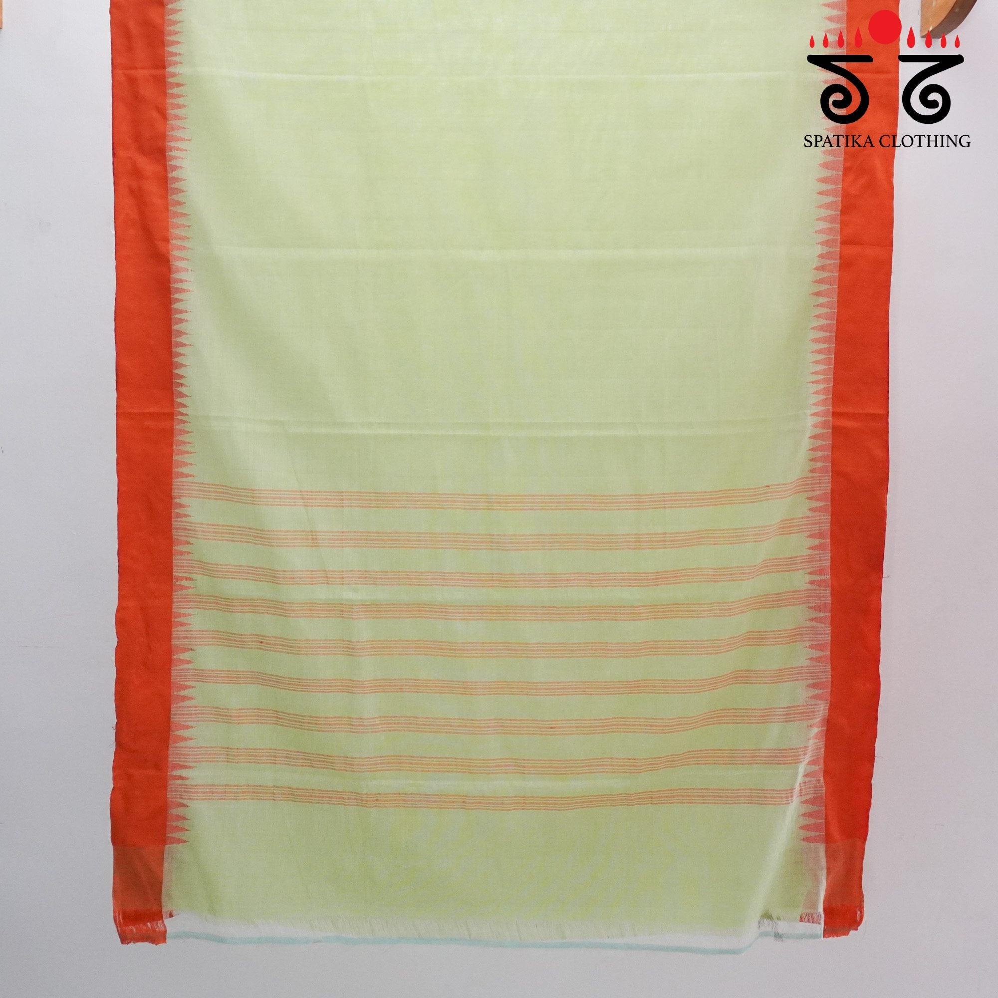 Pista Green Ponduru Handspun Saree - With Silk border