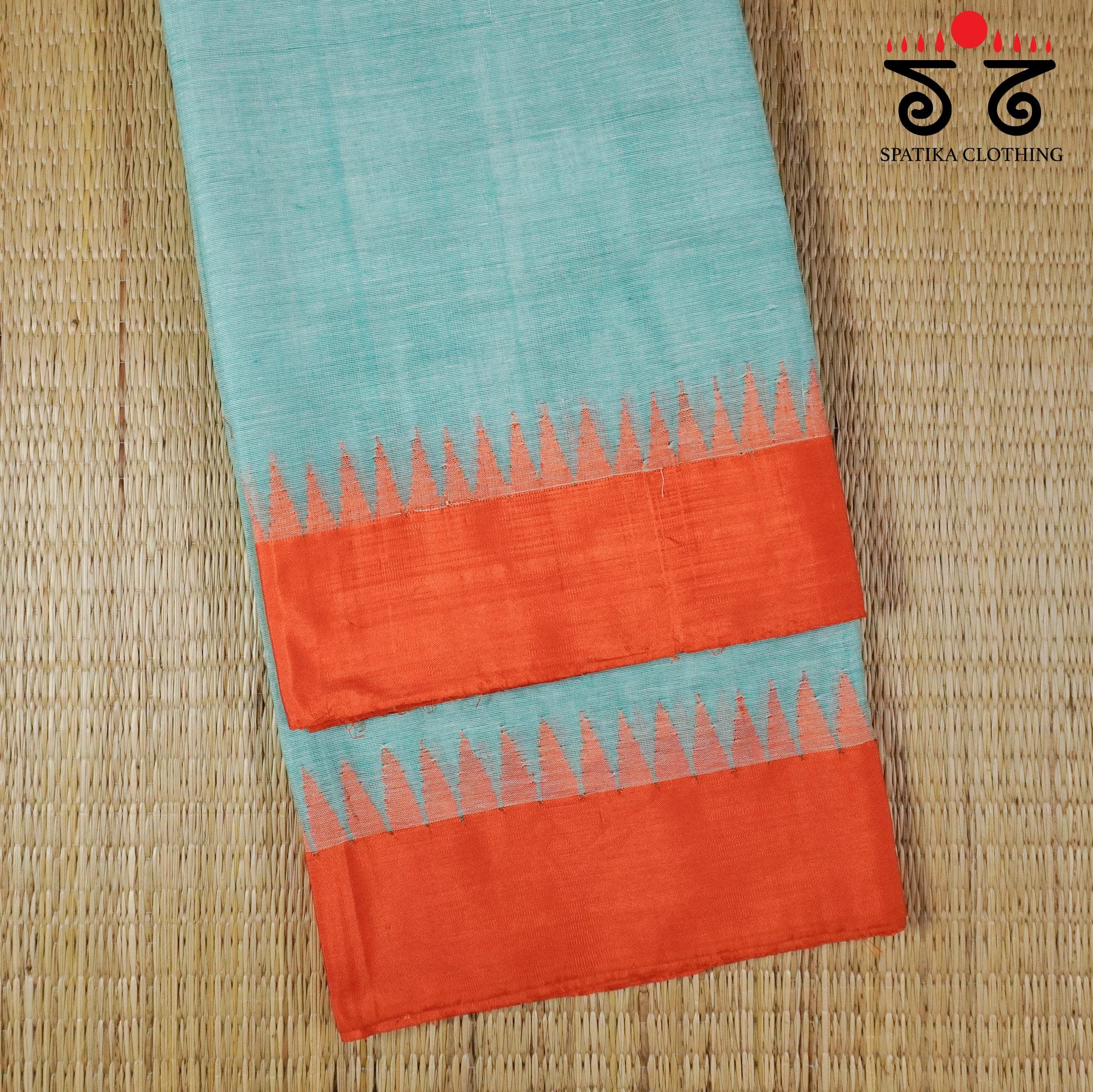 Blue Ponduru Handspun Saree - With Silk border