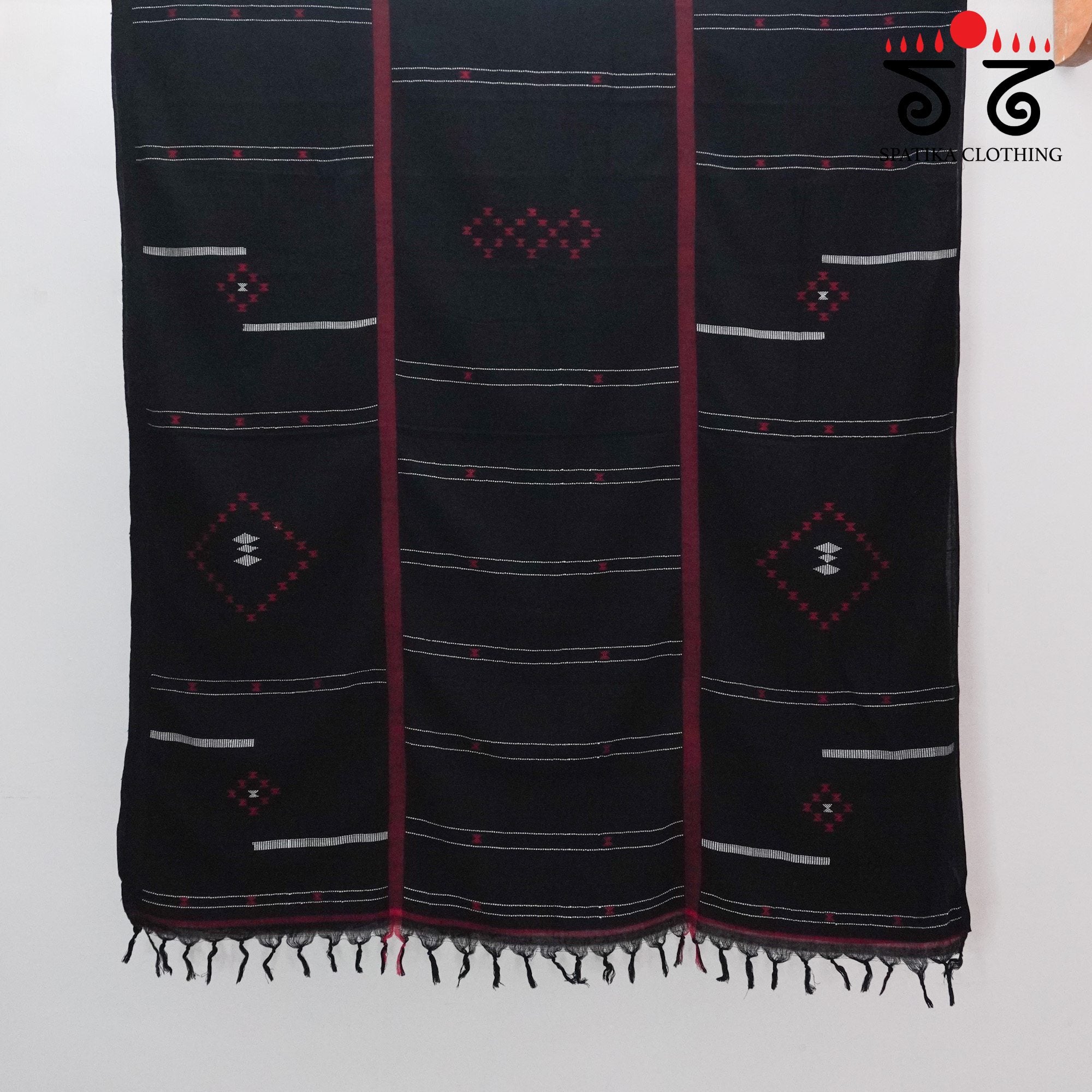 Black Begampur Handwoven Cotton Saree New!