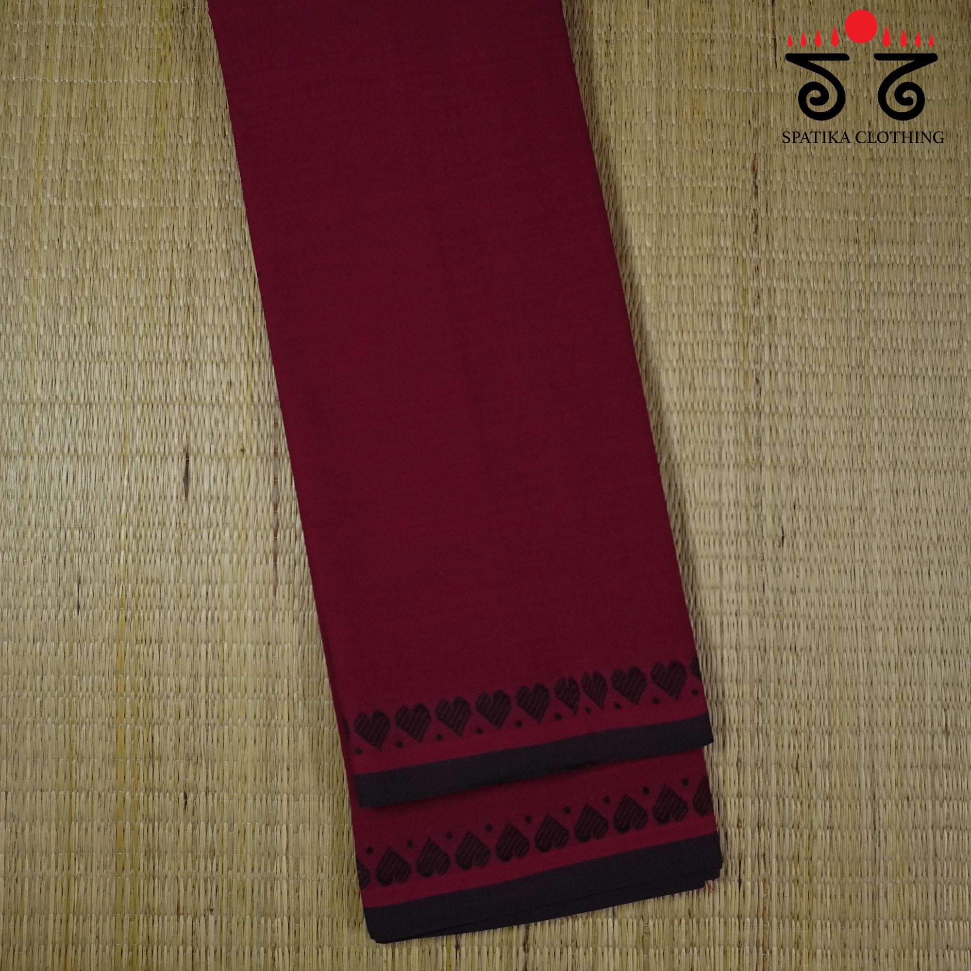 Red Begampur Handwoven Cotton Saree New!