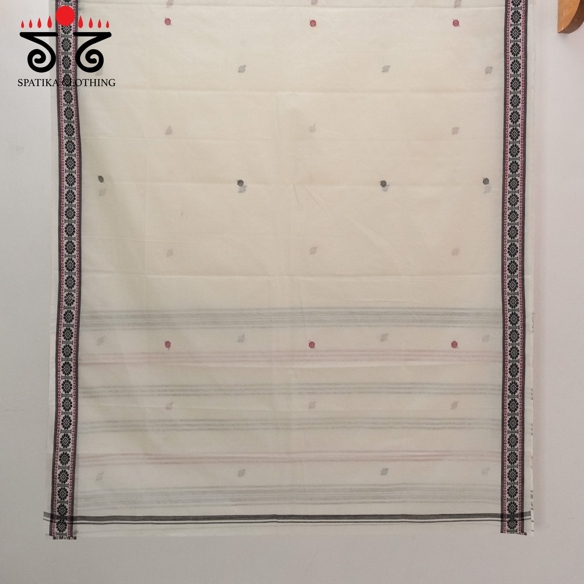 White Begampur Handwoven Cotton Saree New!