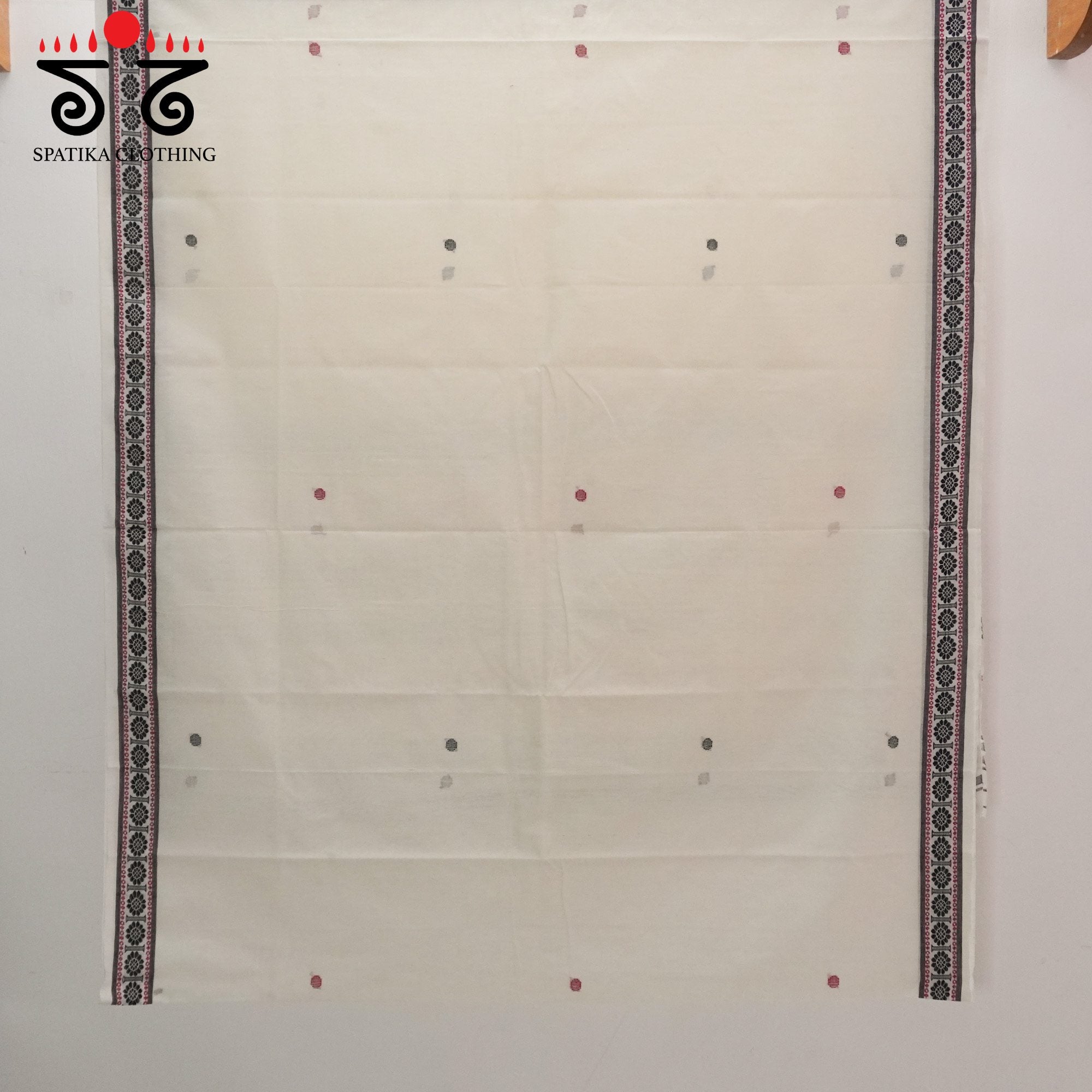 White Begampur Handwoven Cotton Saree New!