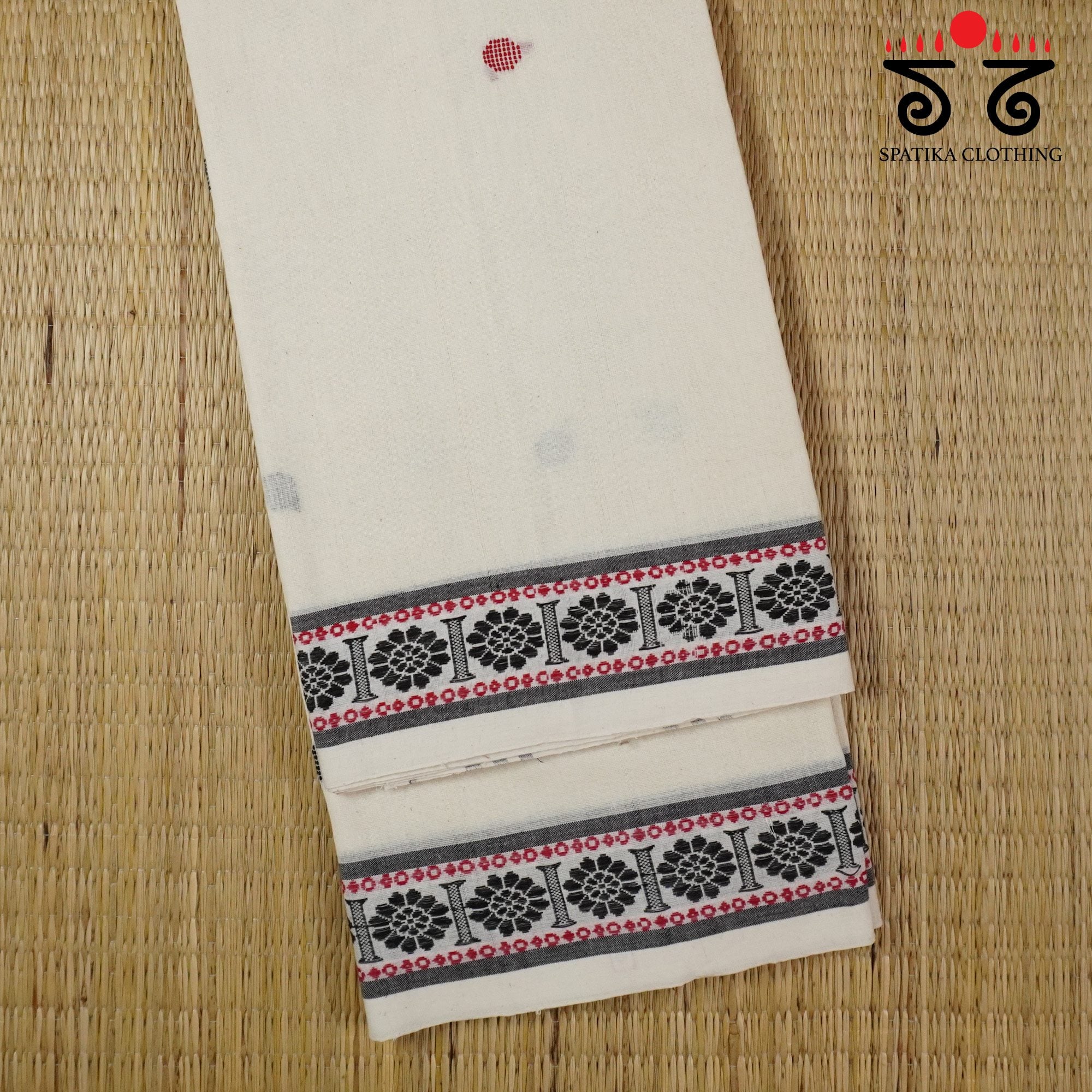 White Begampur Handwoven Cotton Saree New!