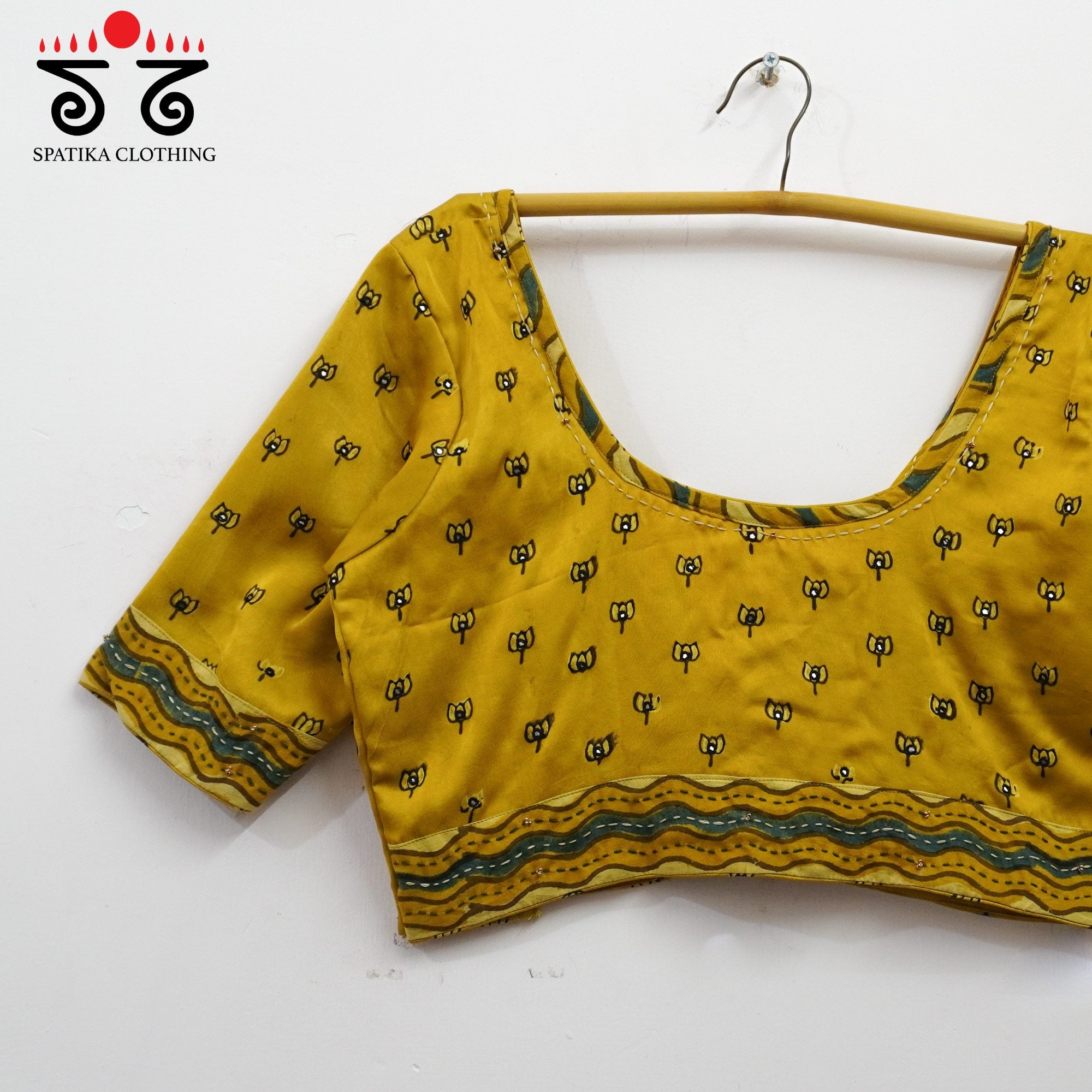 Yellow Lotus - Ajrak Modal Handcrafted Blouse