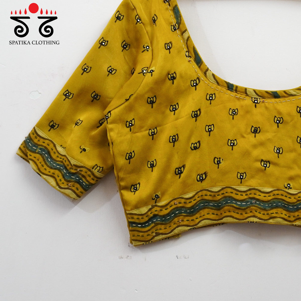 Yellow Lotus - Ajrak Modal Handcrafted Blouse