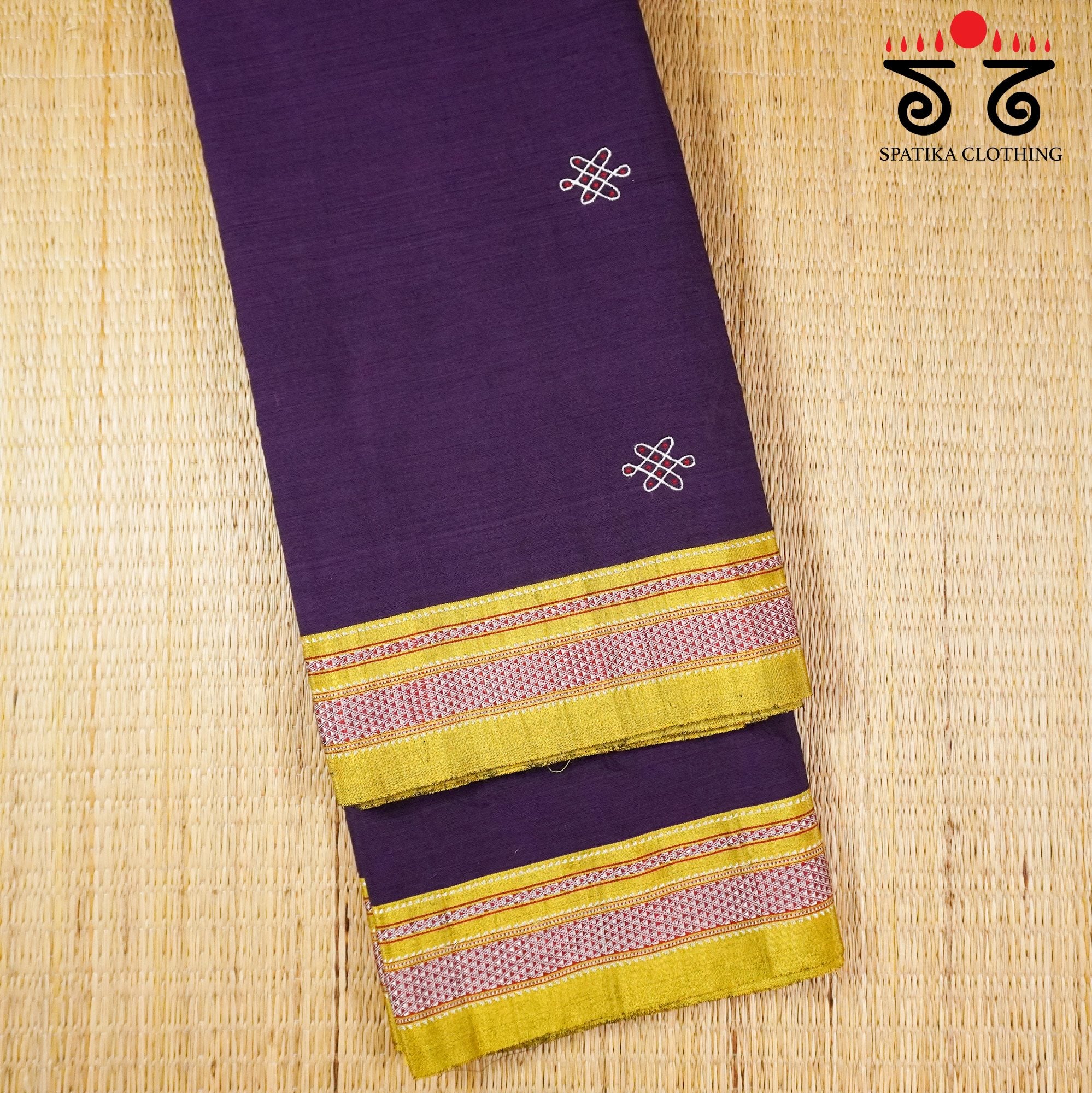 Kolam Embroidery on Ilkal Cotton Saree