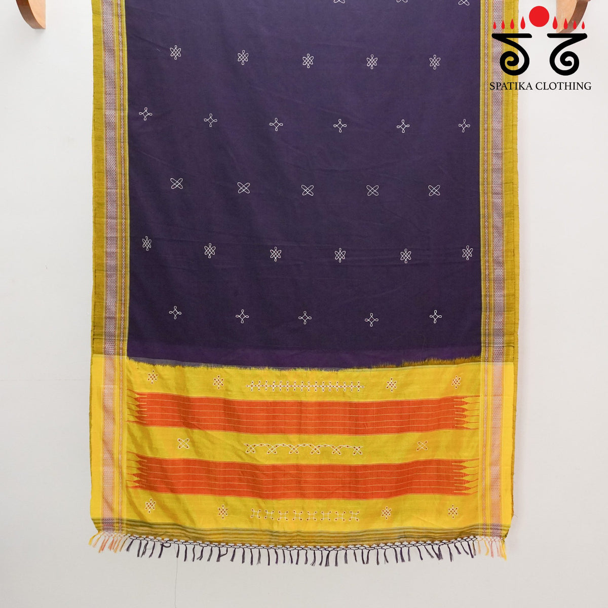 Kolam Embroidery on Ilkal Cotton Saree