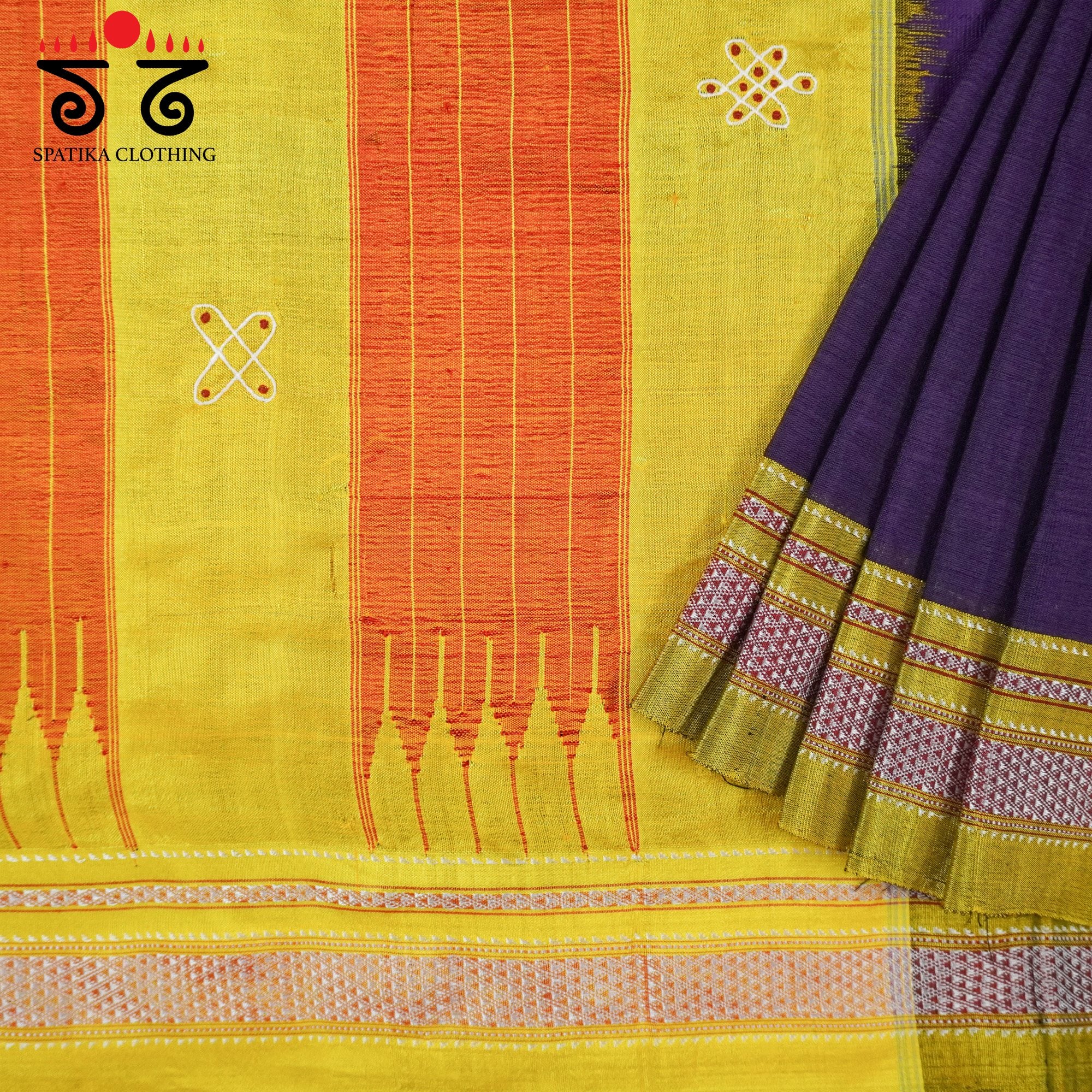 Kolam Embroidery on Ilkal Cotton Saree