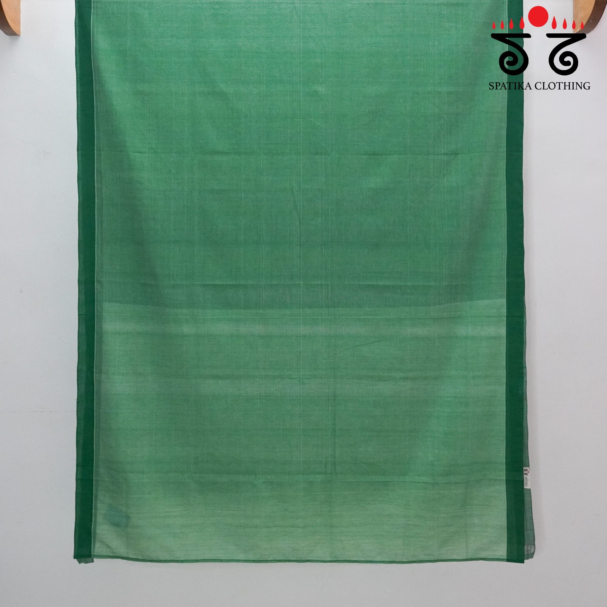 Green Andhra Cotton Saree With Ikat Blouse