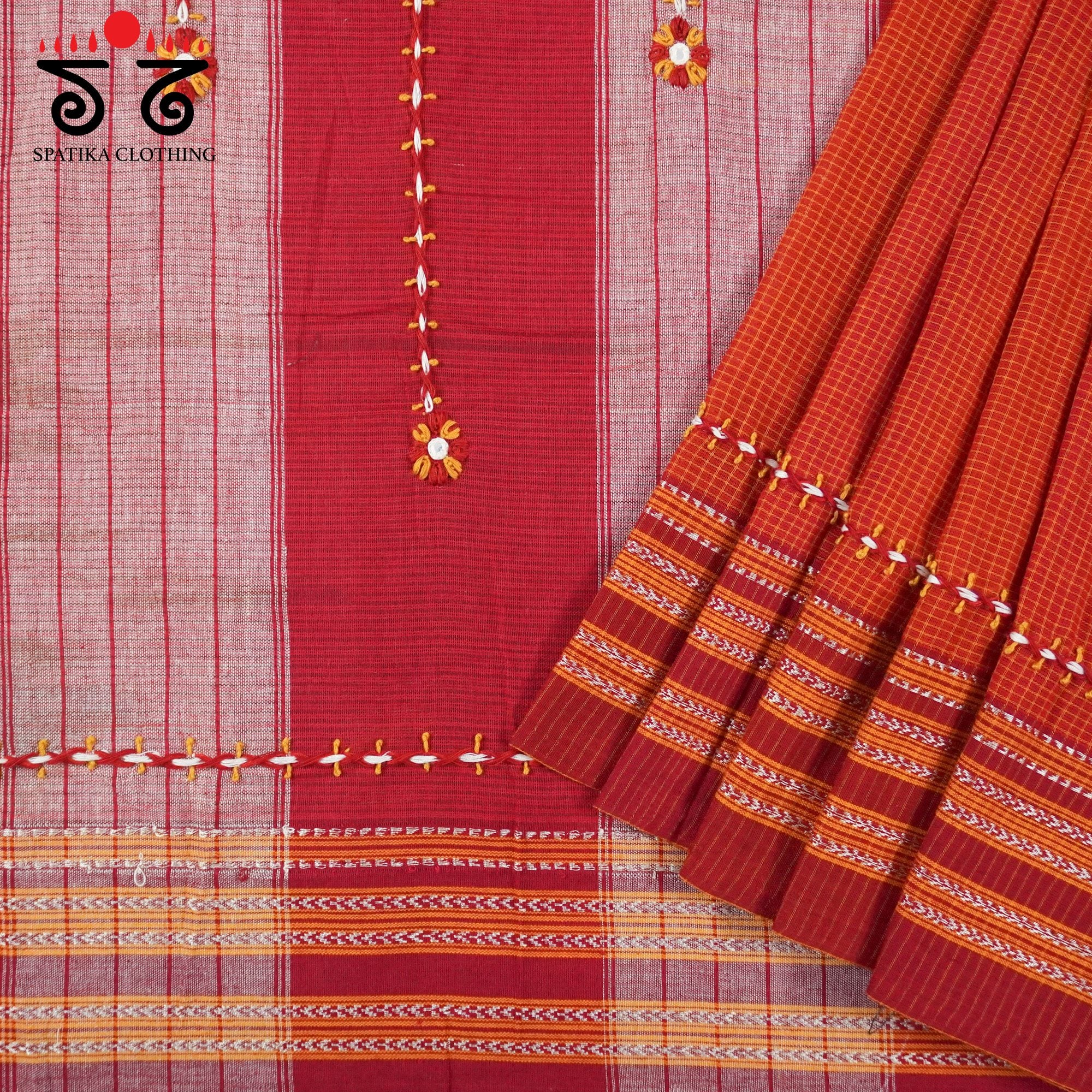Ilkal Hand Embroidered Cotton Saree