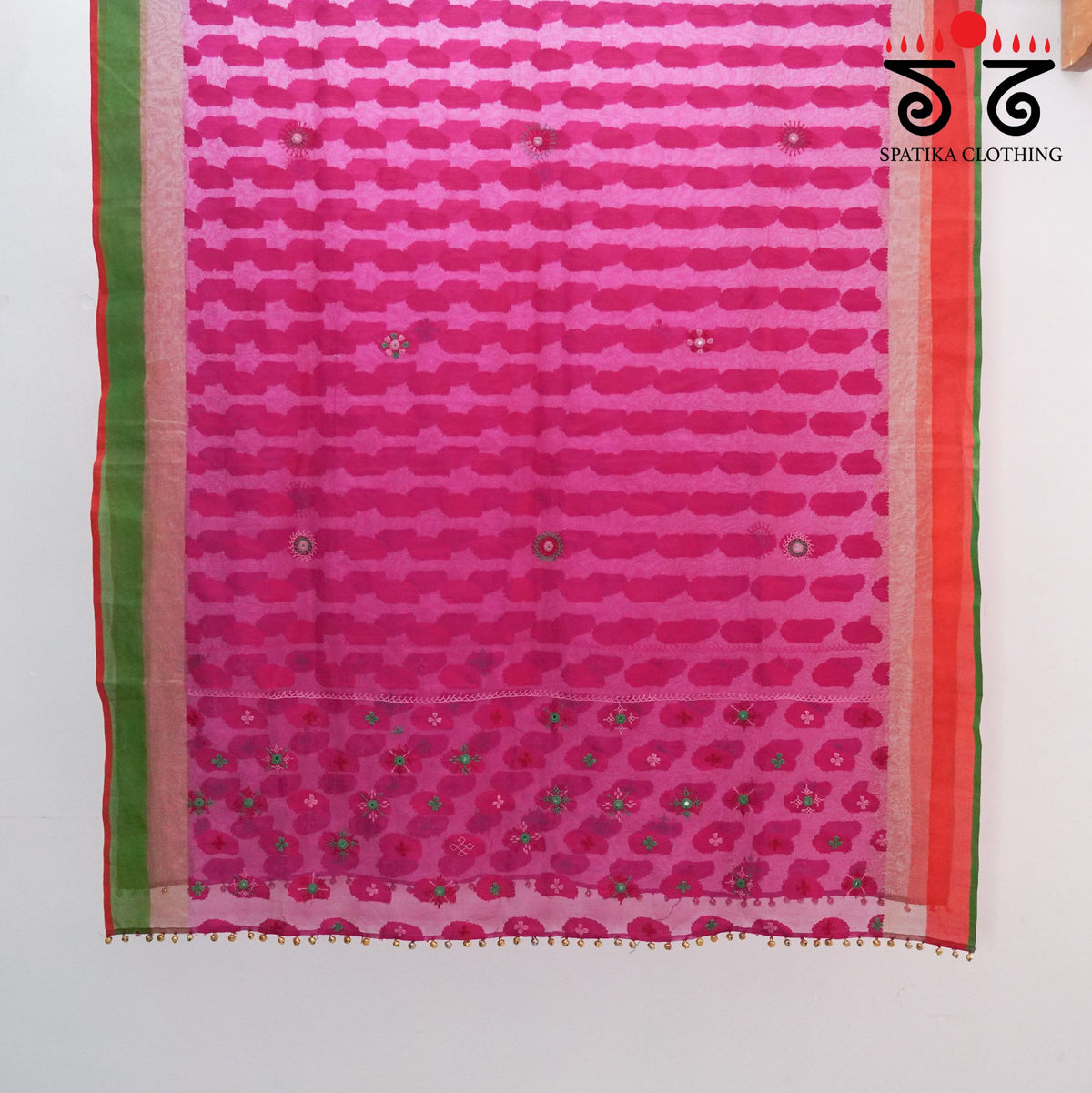 Organza Silk Hand Embroidered Dupatta
