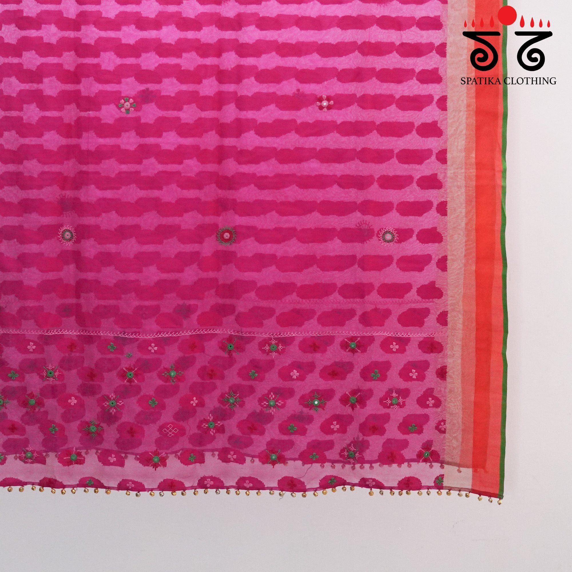 Organza Silk Hand Embroidered Dupatta