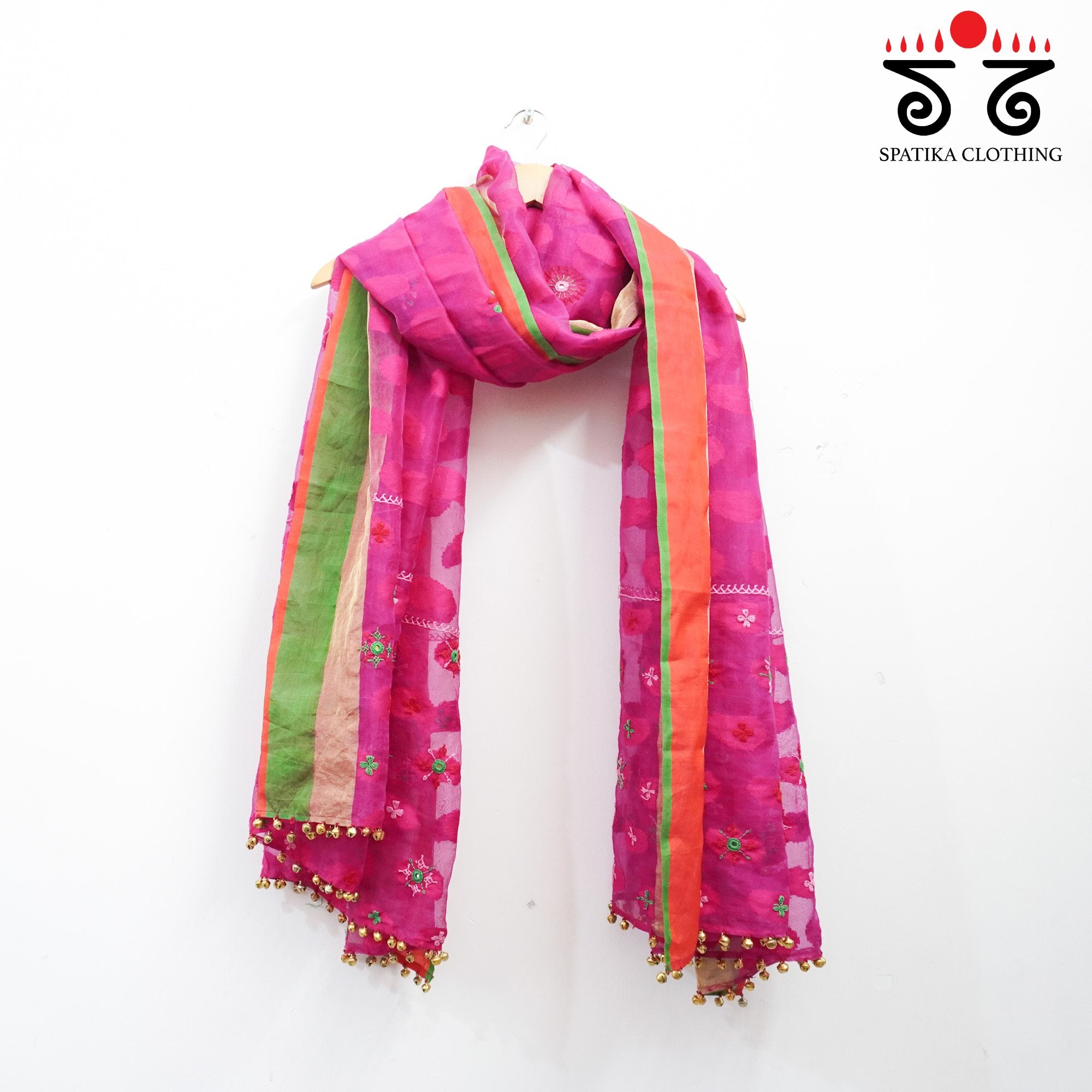 Organza Silk Hand Embroidered Dupatta
