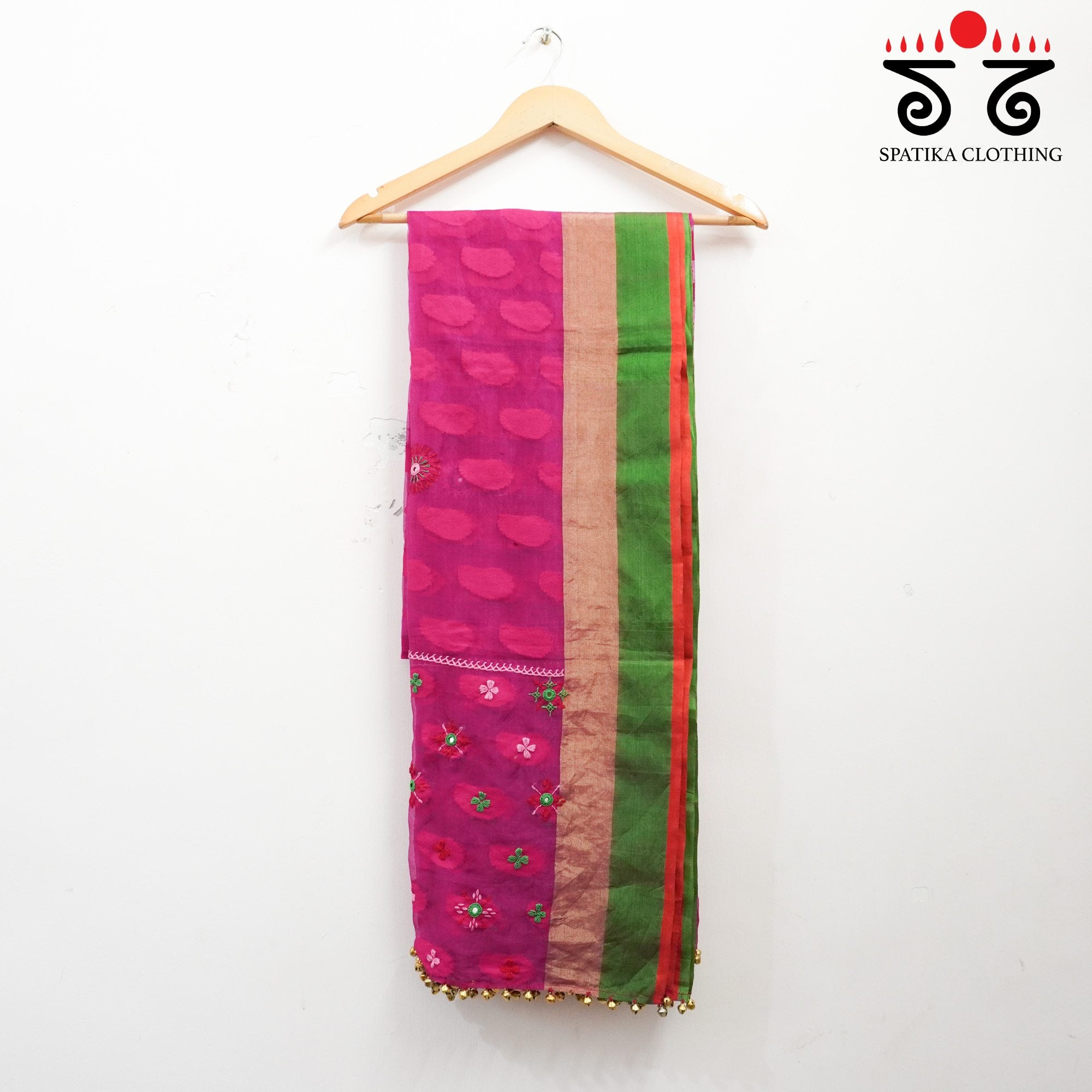 Organza Silk Hand Embroidered Dupatta