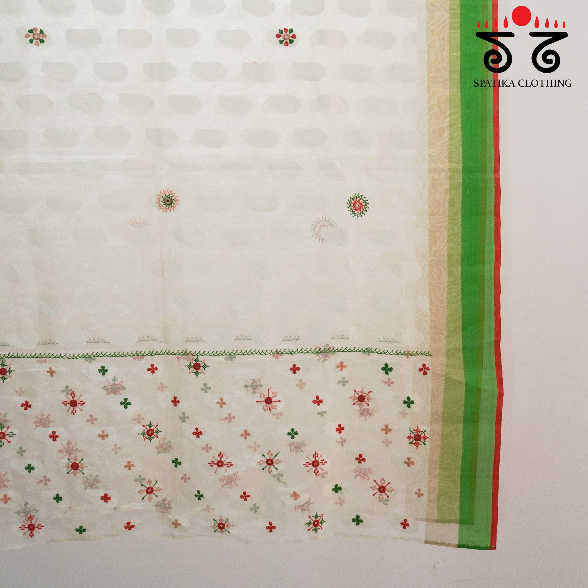 Organza Silk Hand Embroidered Dupatta