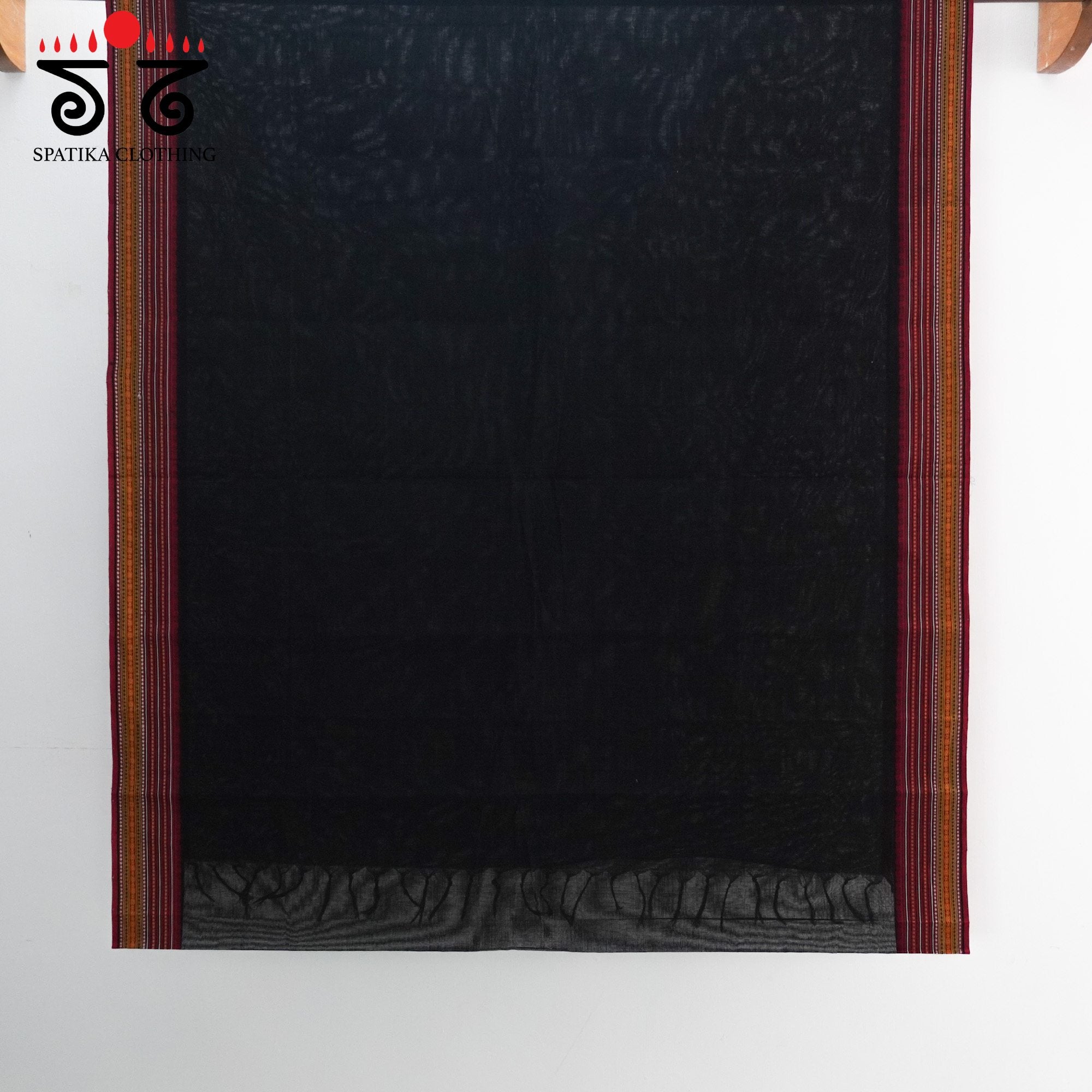 Black Begampur Handwoven Cotton Saree New!