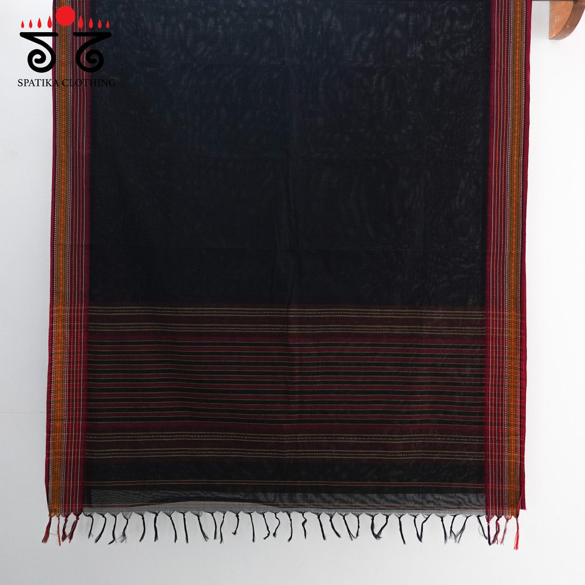 Black Begampur Handwoven Cotton Saree New!