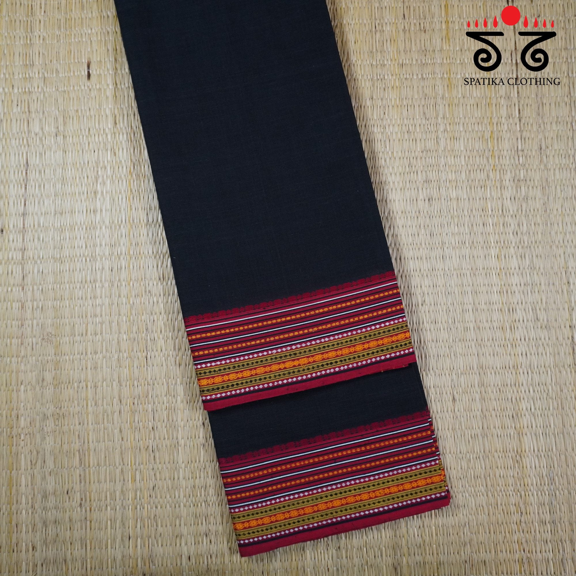 Black Begampur Handwoven Cotton Saree New!