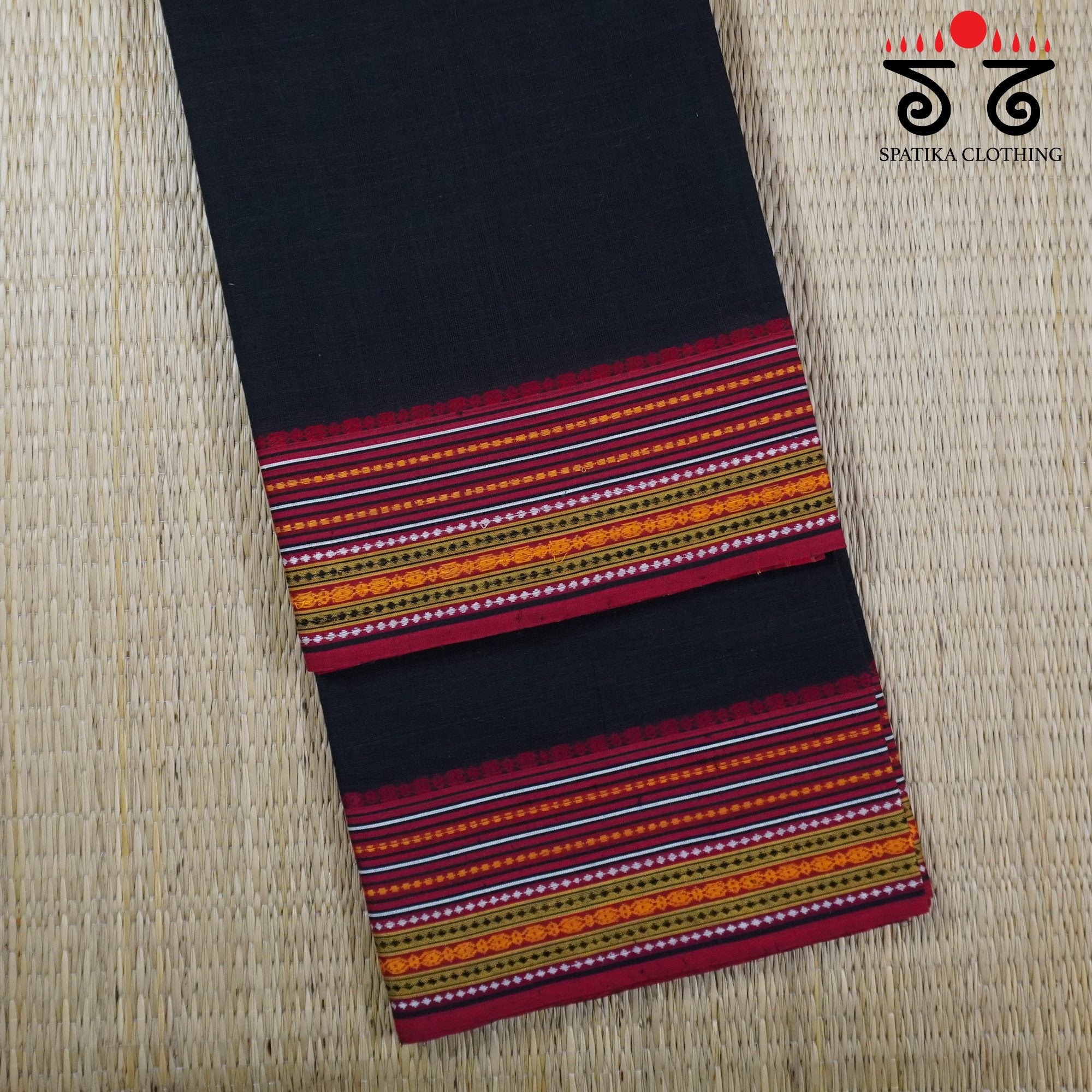 Black Begampur Handwoven Cotton Saree New!