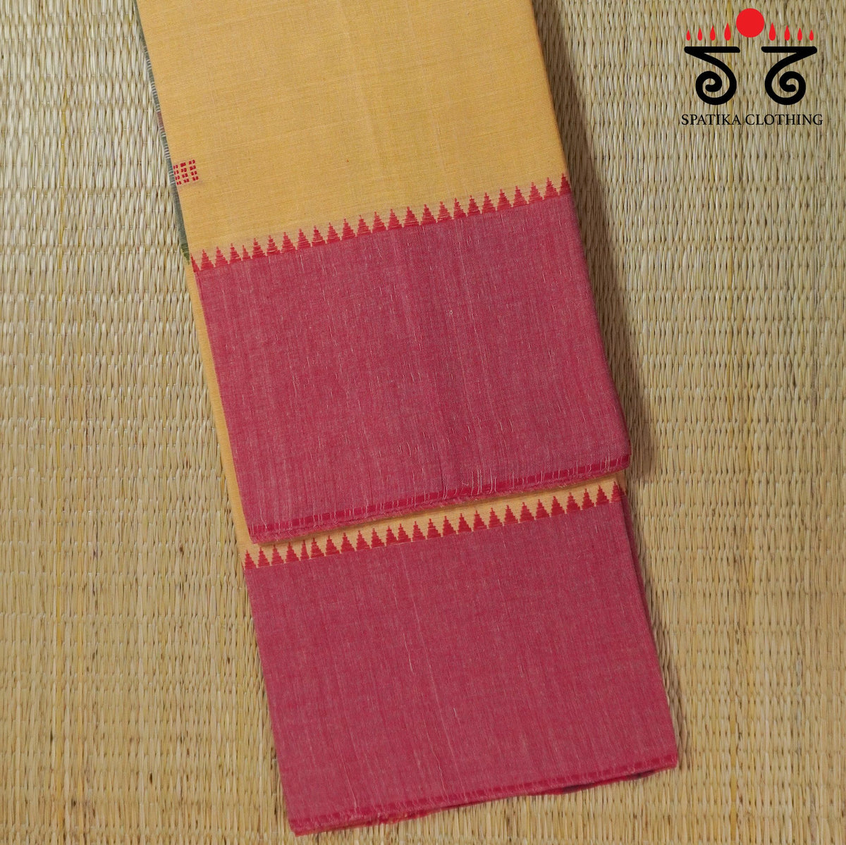 Beige Begampur Handwoven Cotton Saree New!