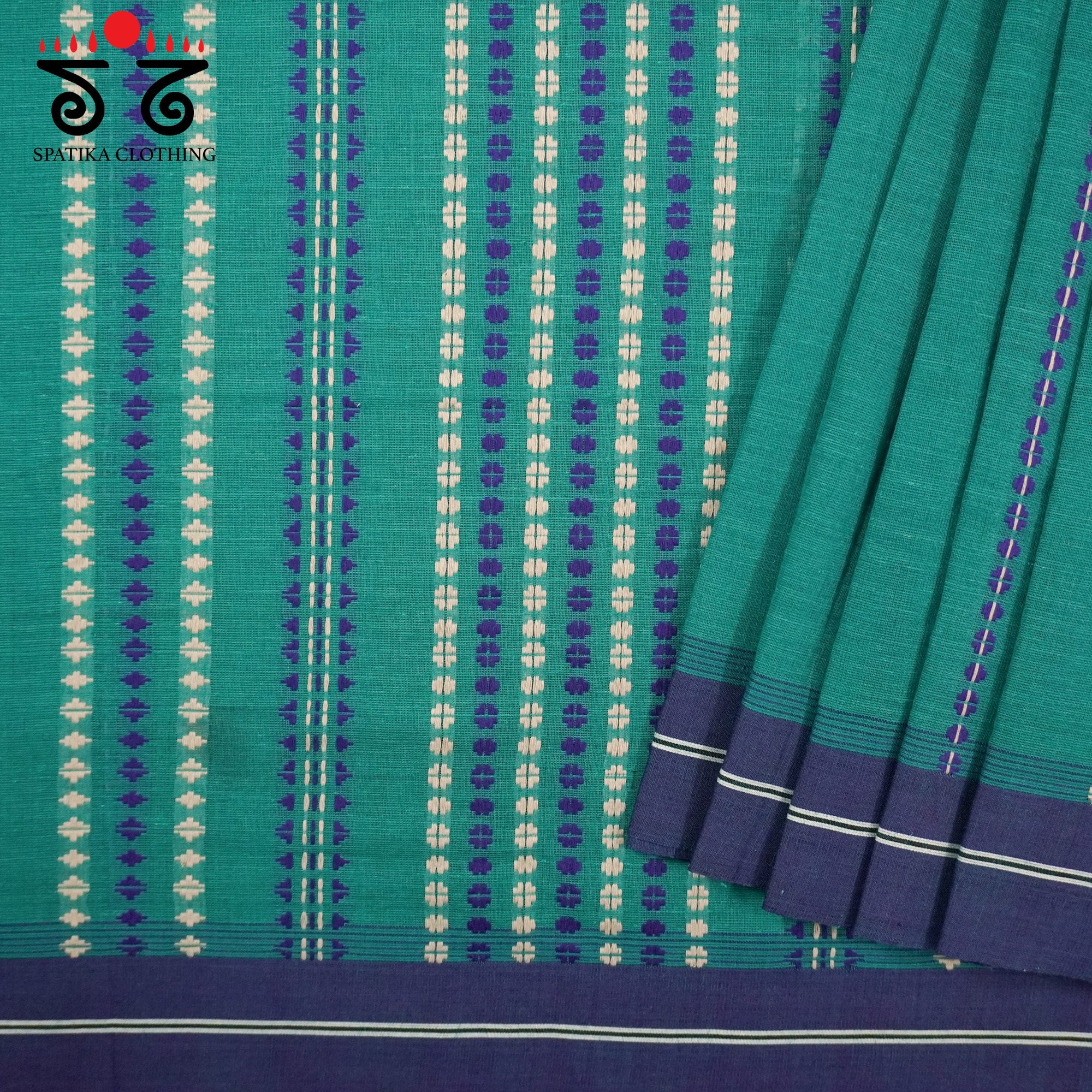 Blue Begampur Handwoven Cotton Saree New!
