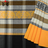 Yellow Multi Begampur Handwoven Cotton Saree New!