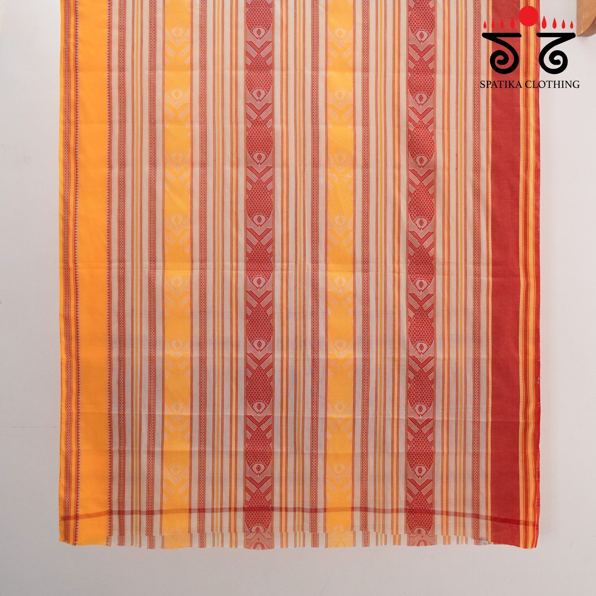 Red Multi Begampur Saree - With Fish Motifs
