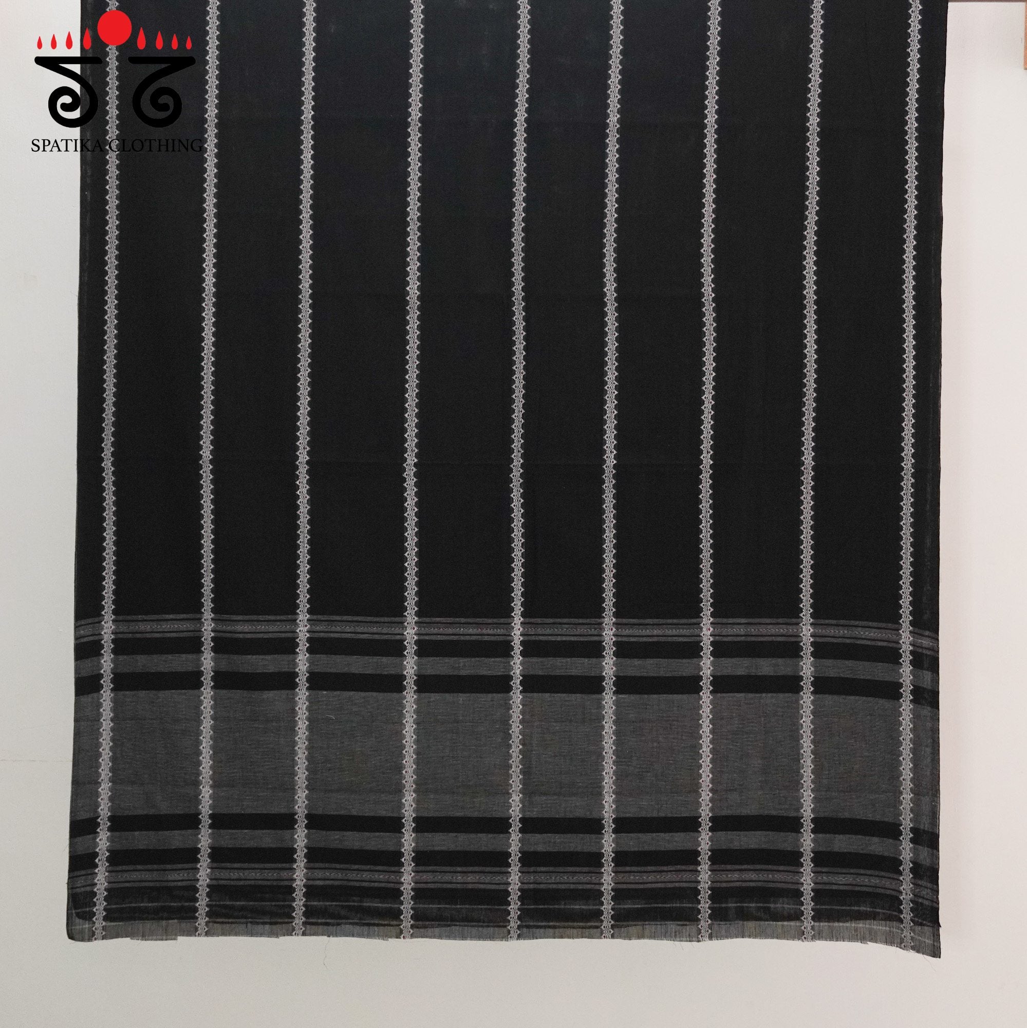 Black Begampur Handwoven Cotton Saree New!
