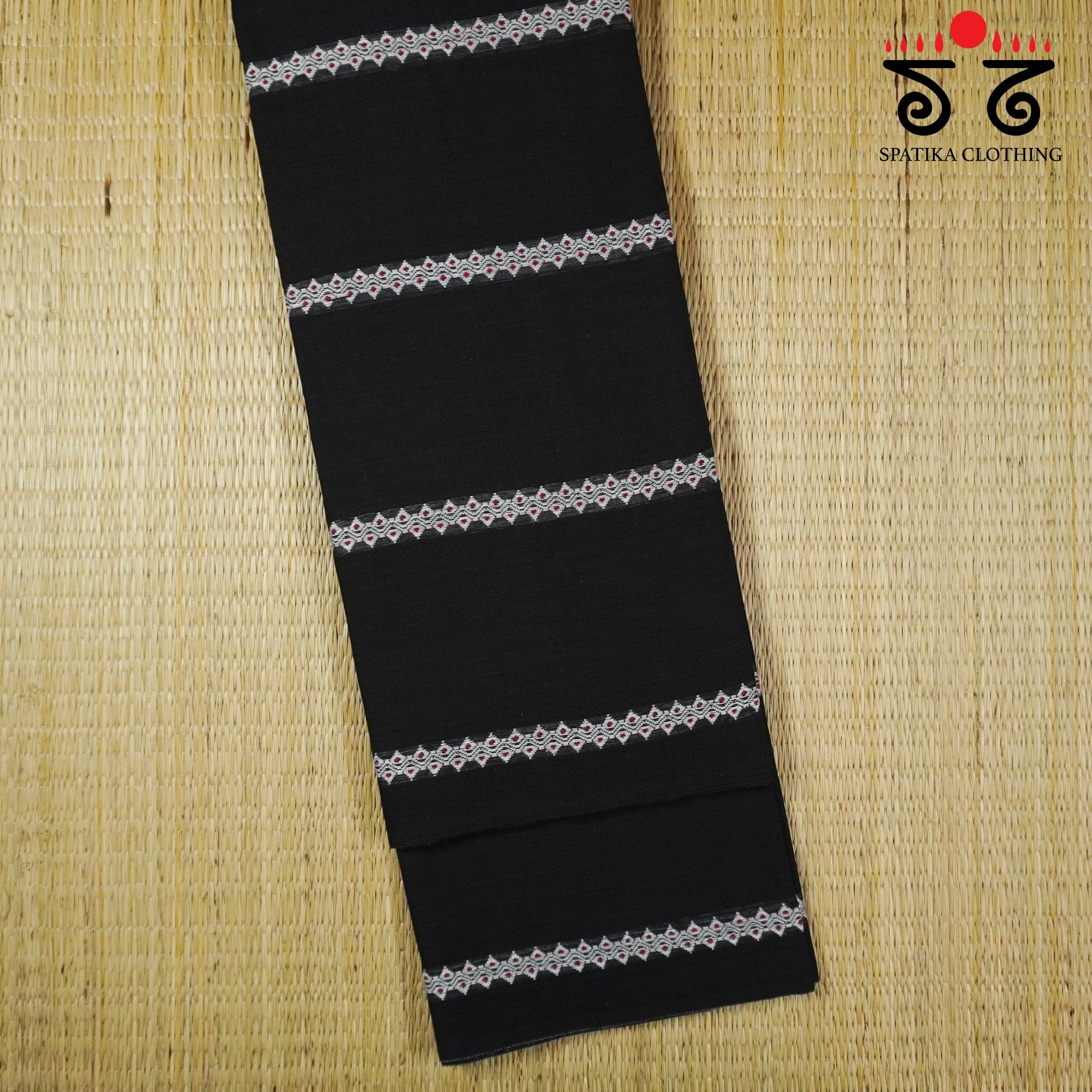 Black Begampur Handwoven Cotton Saree New!