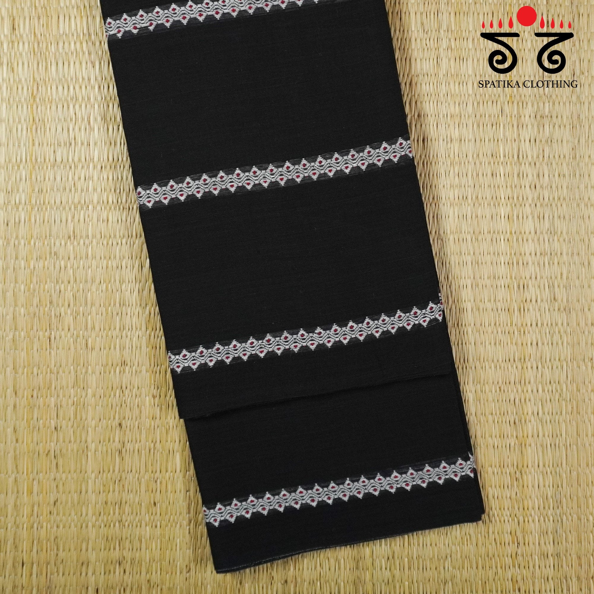 Black Begampur Handwoven Cotton Saree New!