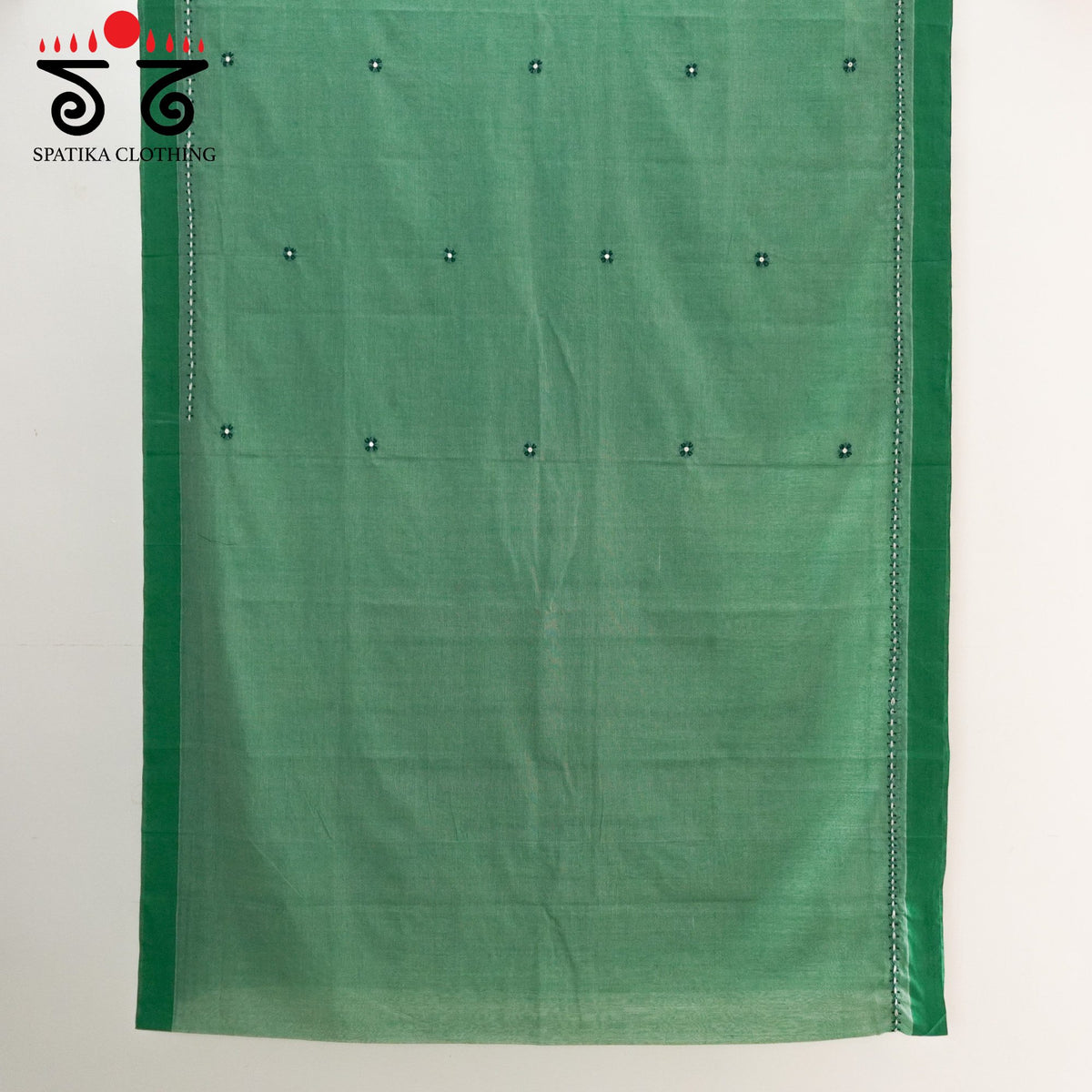 Green Andhra Cotton Hand Embroidered Saree
