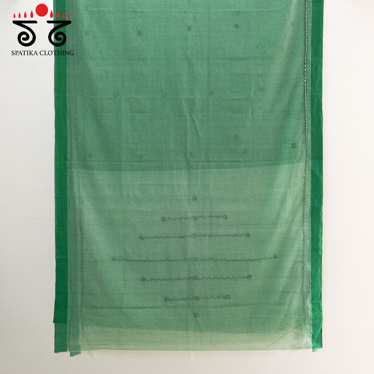 Green Andhra Cotton Hand Embroidered Saree