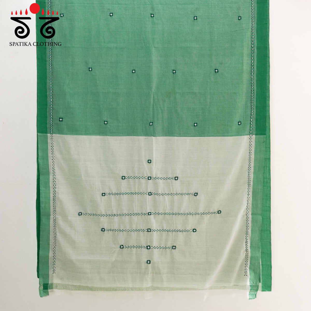 Green Andhra Cotton Hand Embroidered Saree
