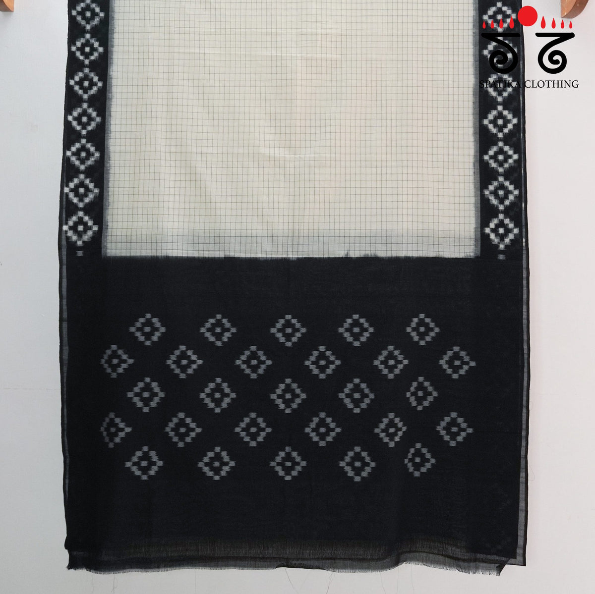 Black & White Telia Rumal Ikat Cotton Saree
