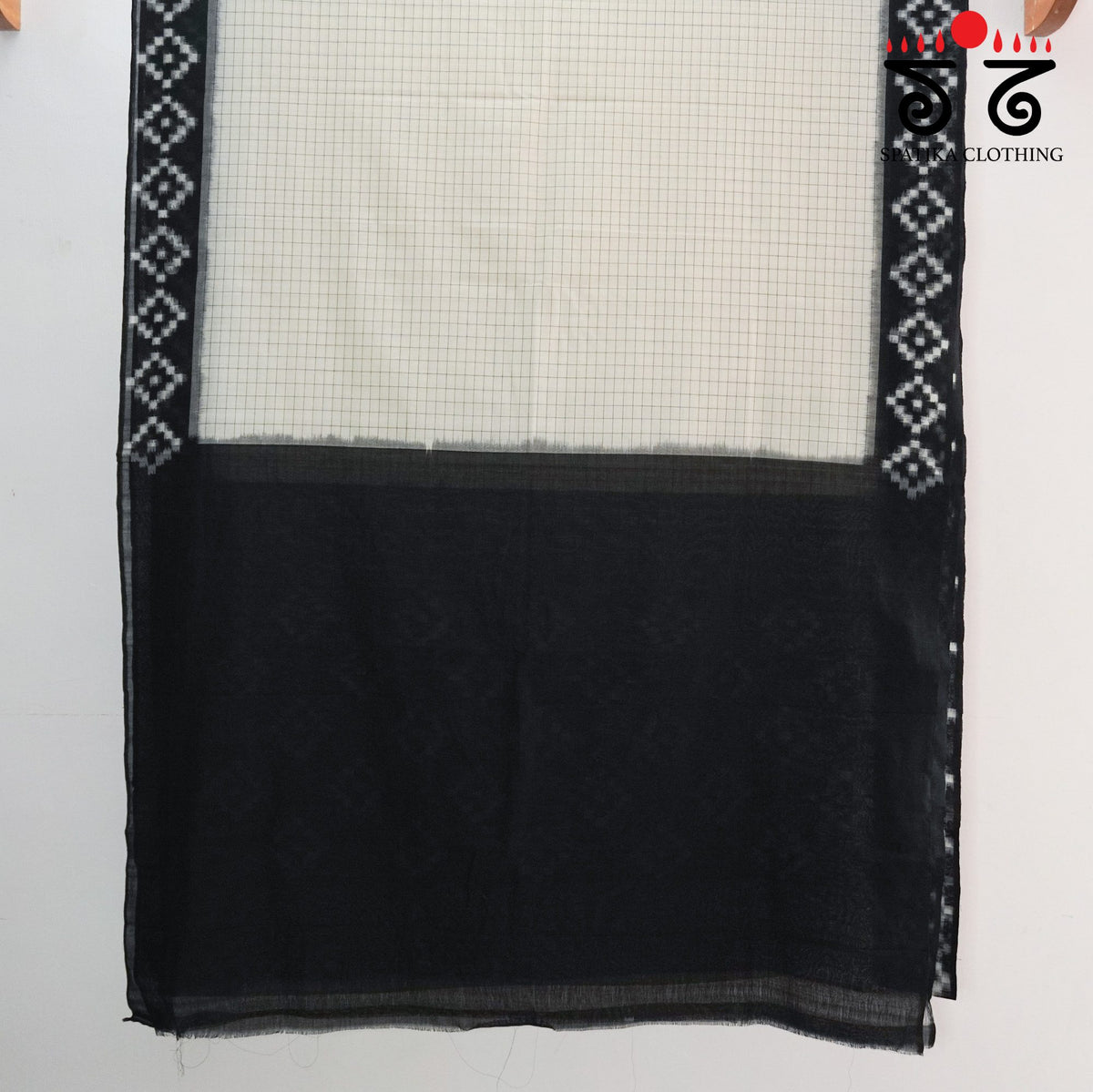 Black & White Telia Rumal Ikat Cotton Saree