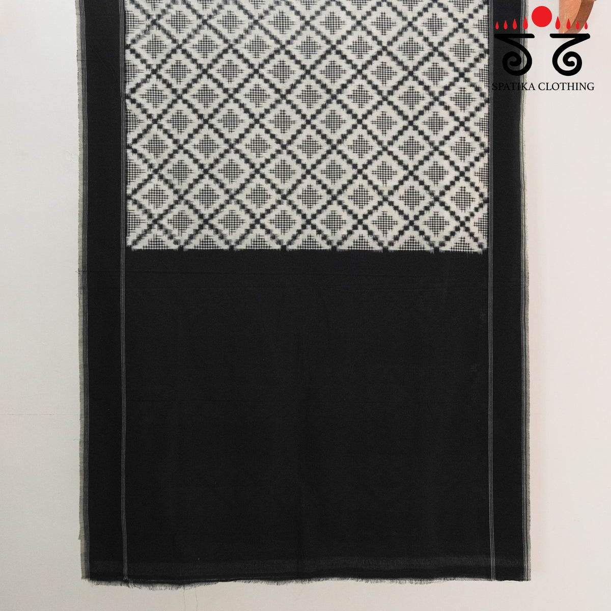 Black & White Telia Rumal Ikat Cotton Saree