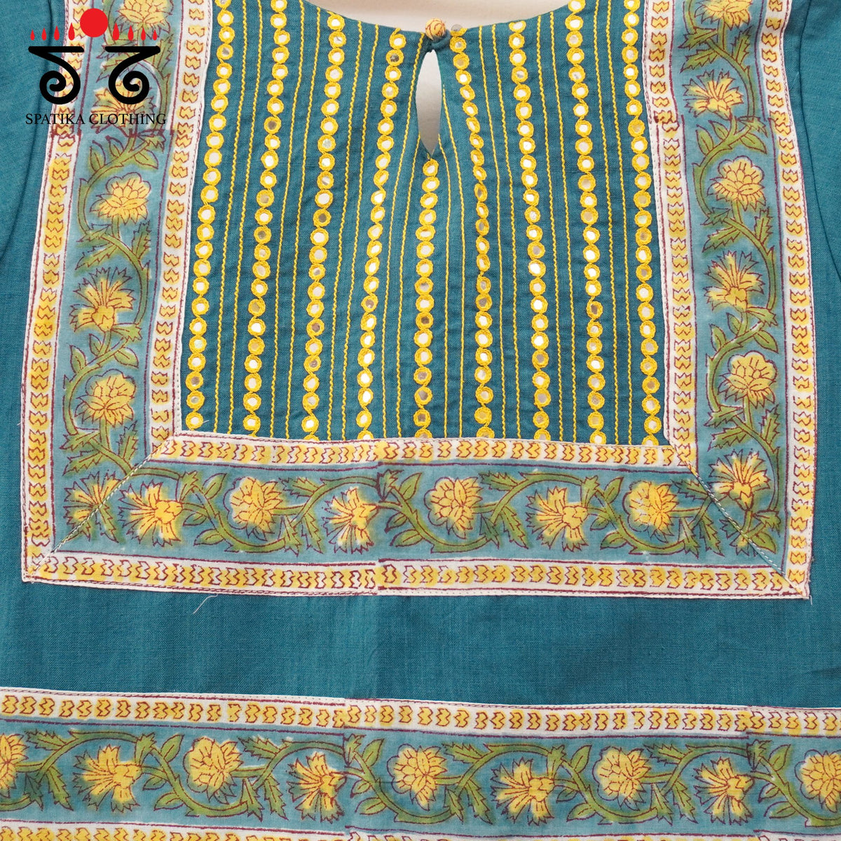 Blue Mirror Work Hand embroidered Blouse