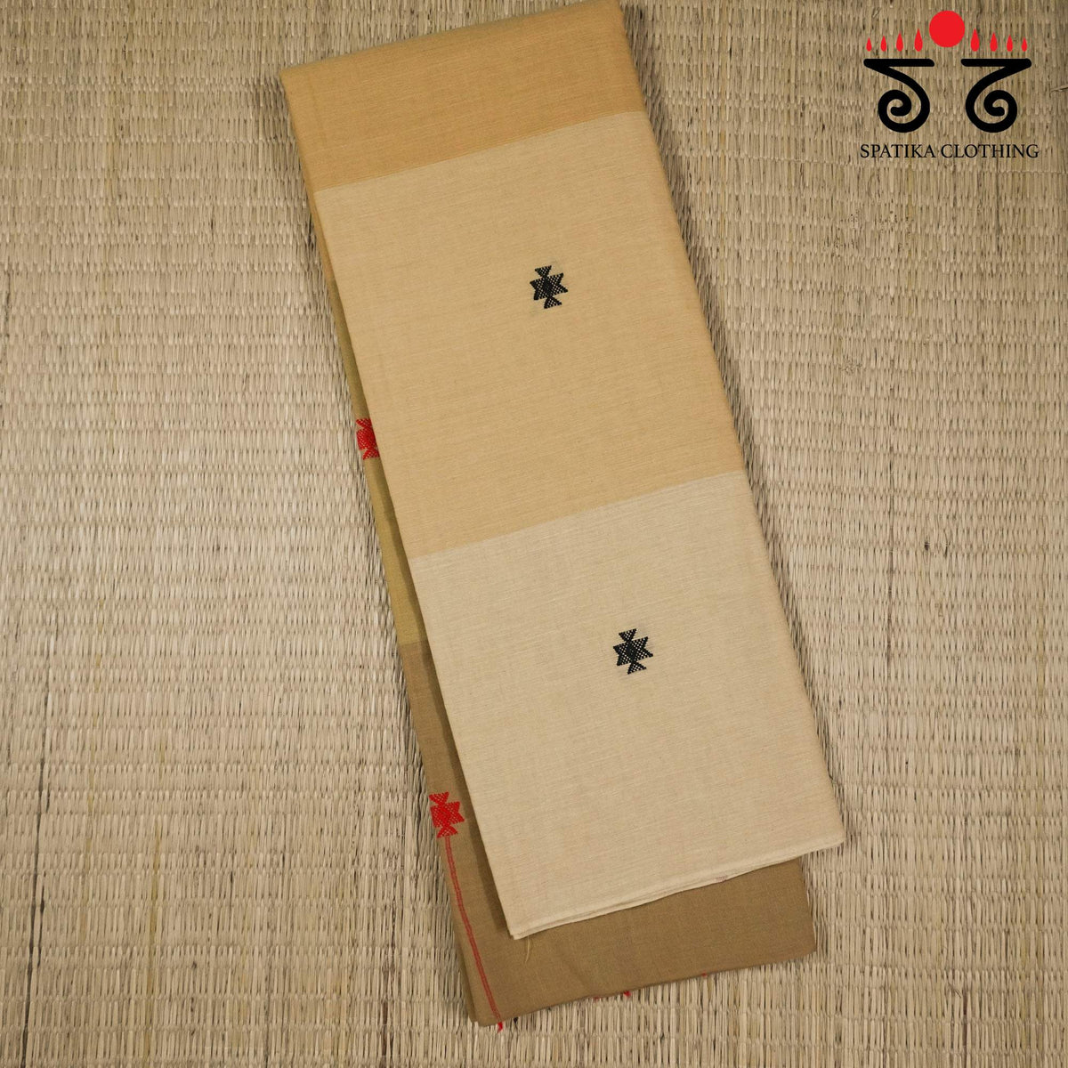 Beige Begampur Handwoven Cotton Saree New!