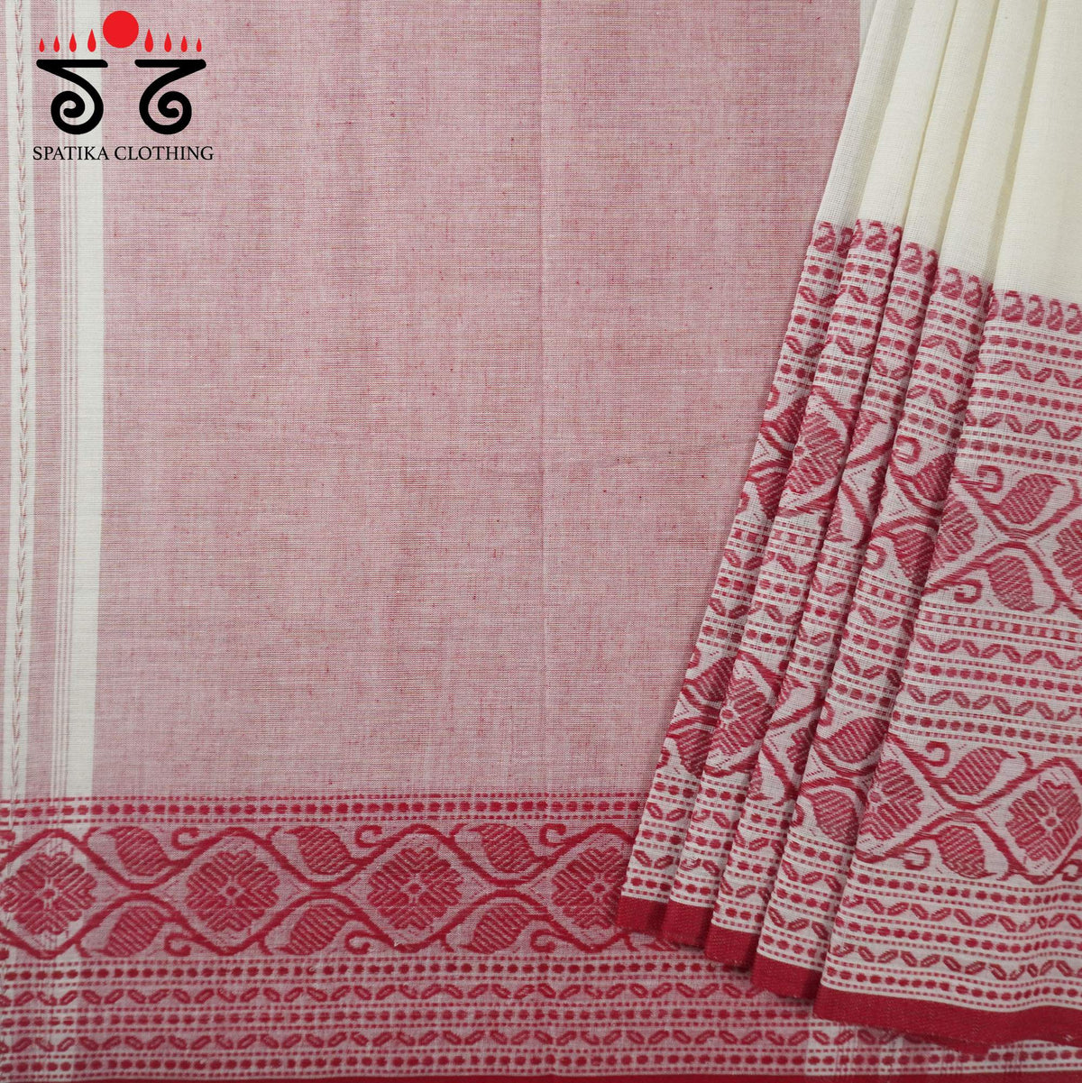 White Begampur Handwoven Cotton Saree New!