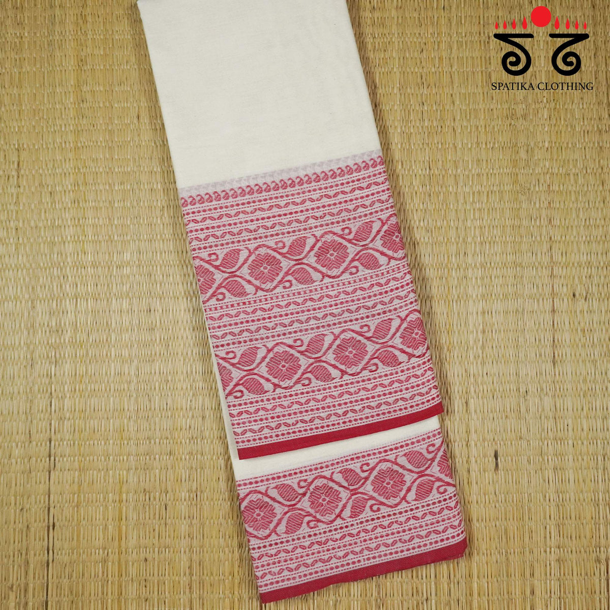 White Begampur Handwoven Cotton Saree New!