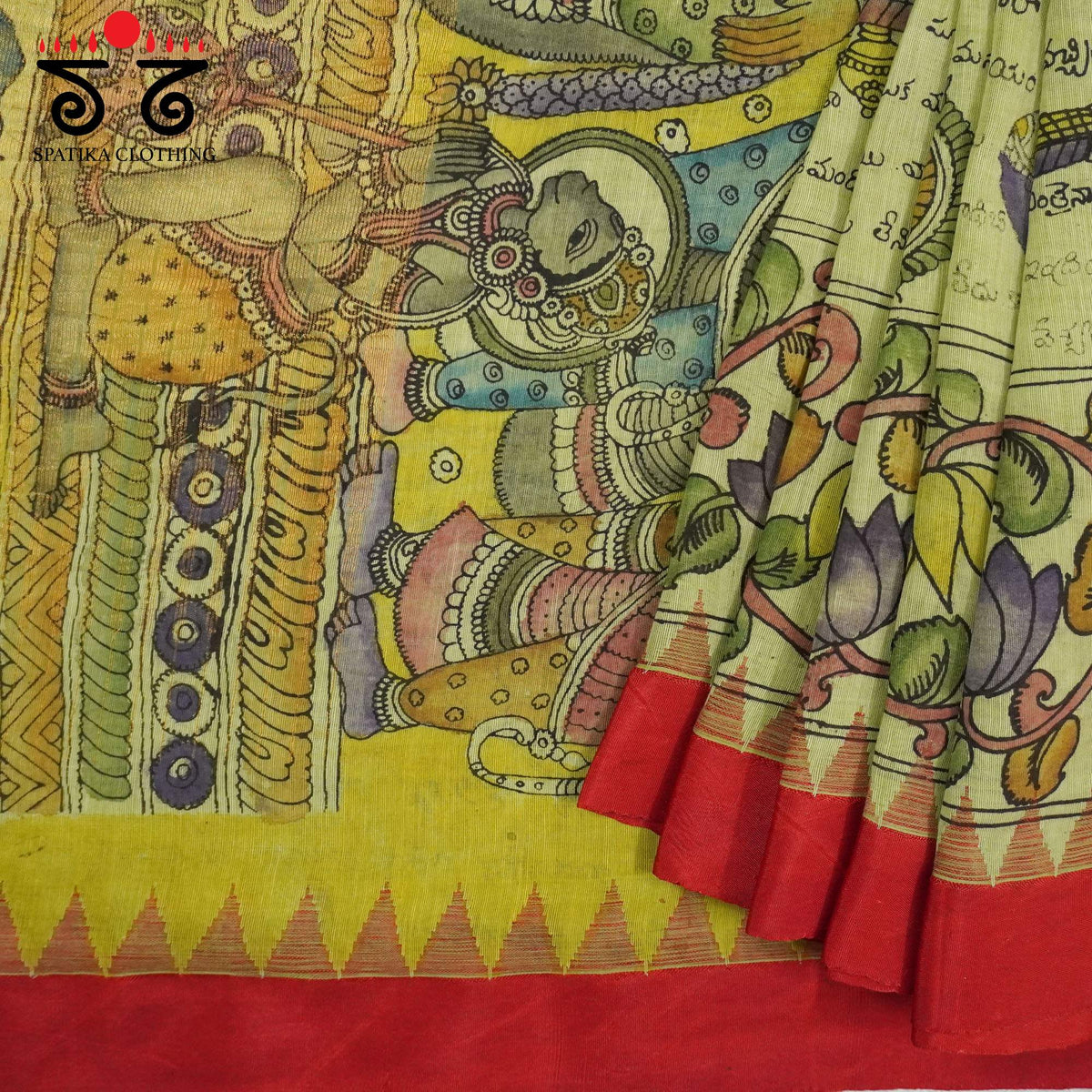 The Ramayana Saree - Pen Kalamkari On Ponduru Saree
