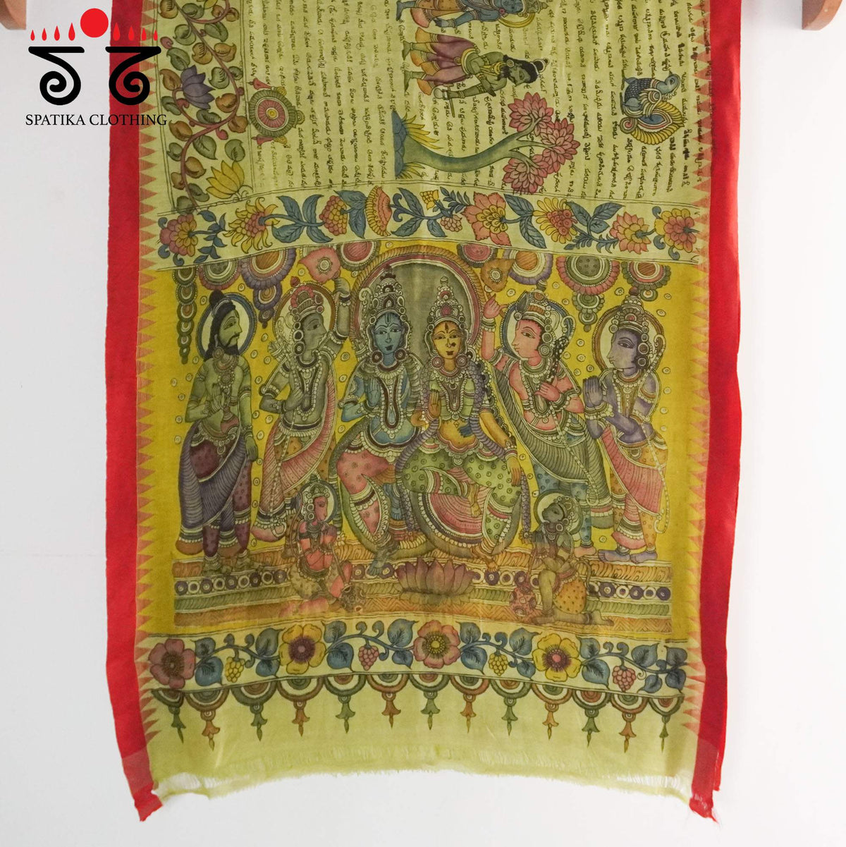 The Ramayana Saree - Pen Kalamkari On Ponduru Saree
